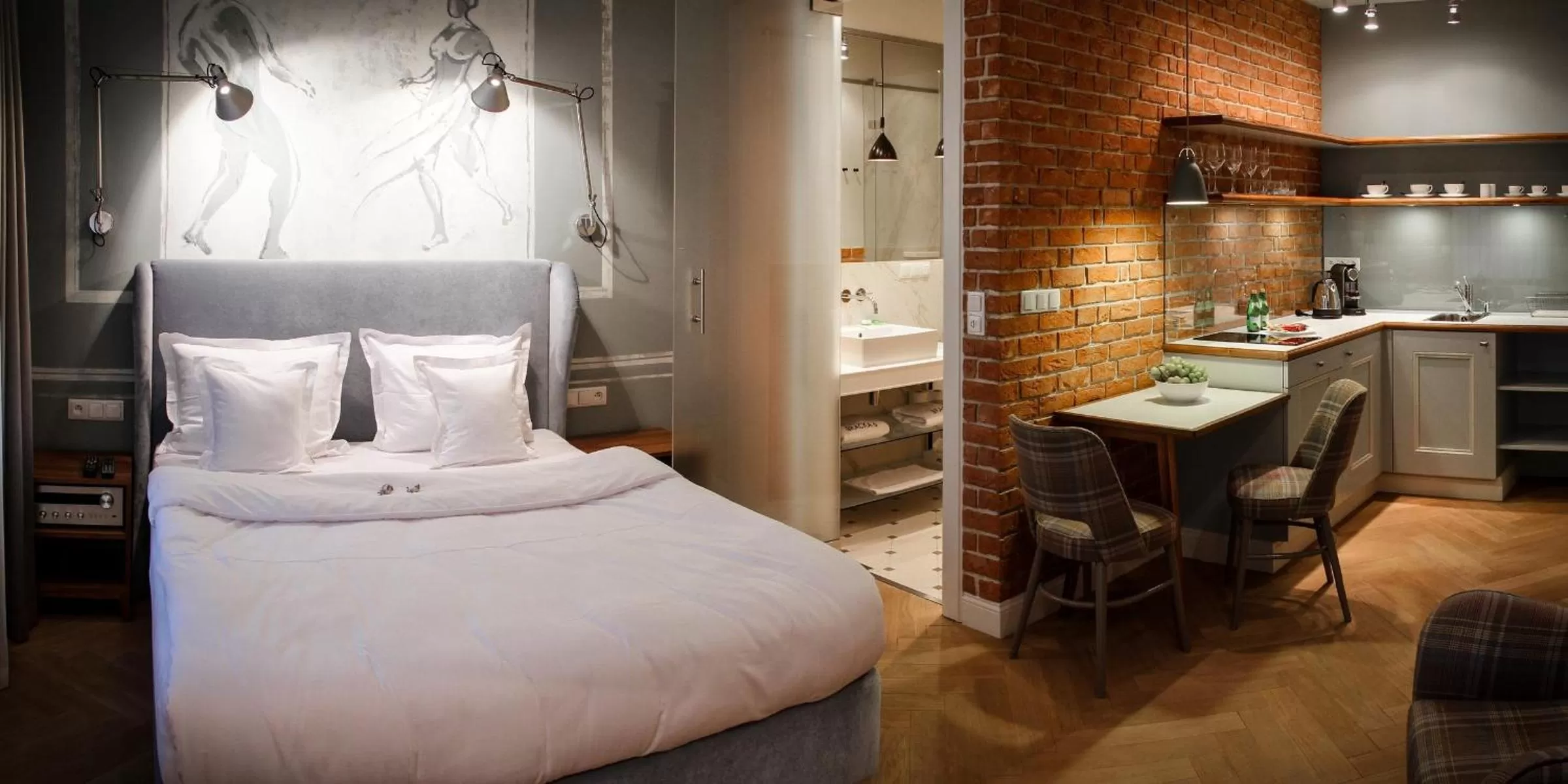 Kitchen or kitchenette, Bed in Apartamenty Bracka 6