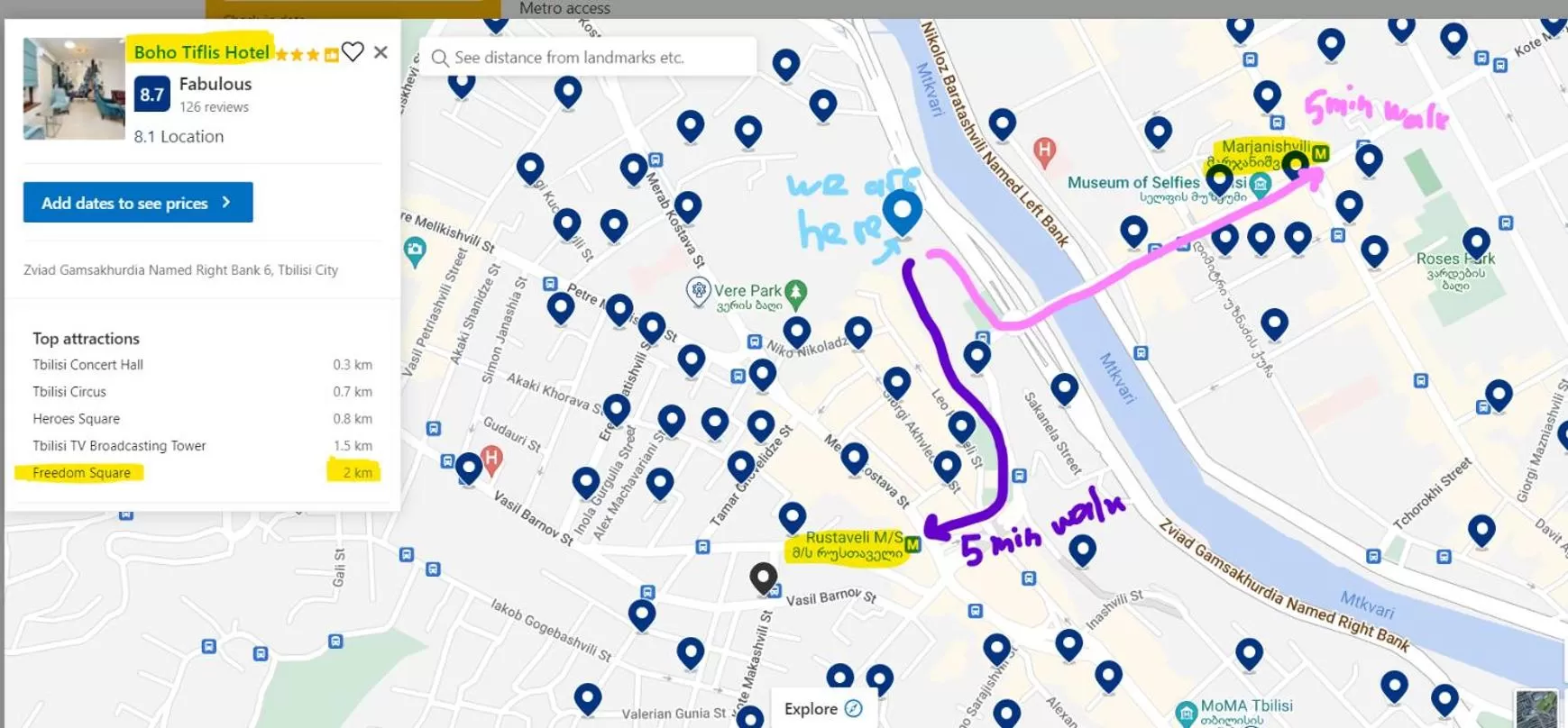 Location in Boho Tiflis Hotel