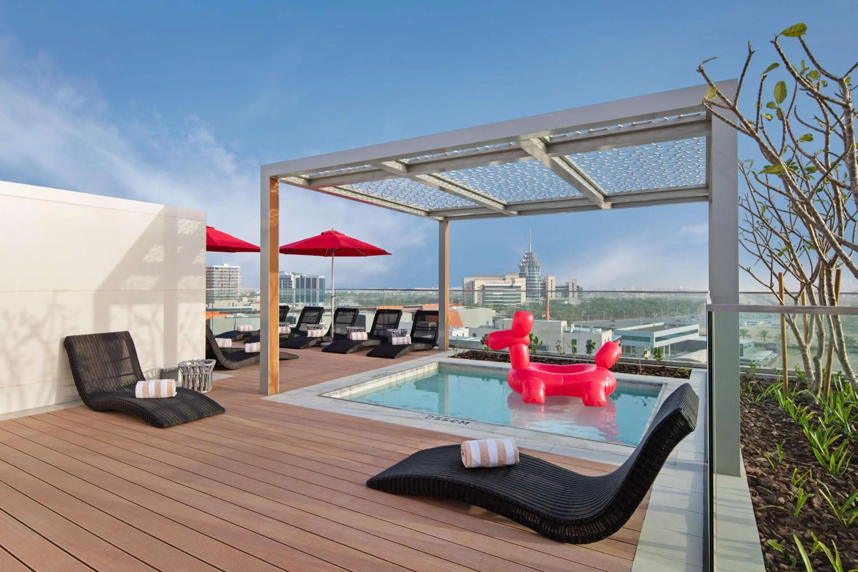 Pool view in Radisson RED Dubai Silicon Oasis