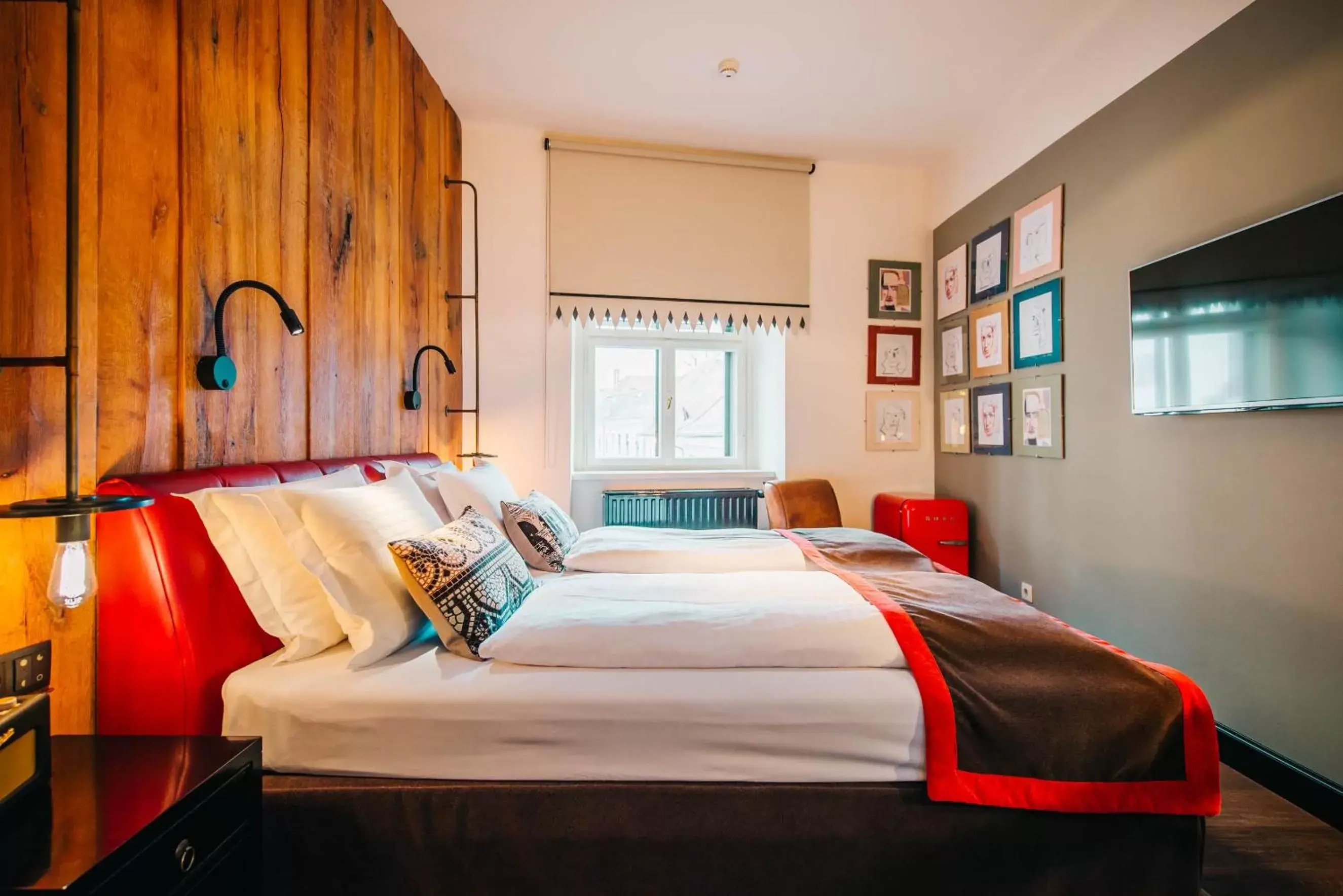 Bed in PEST-BUDA Design Hotel by Zsidai Hotels at Buda Castle