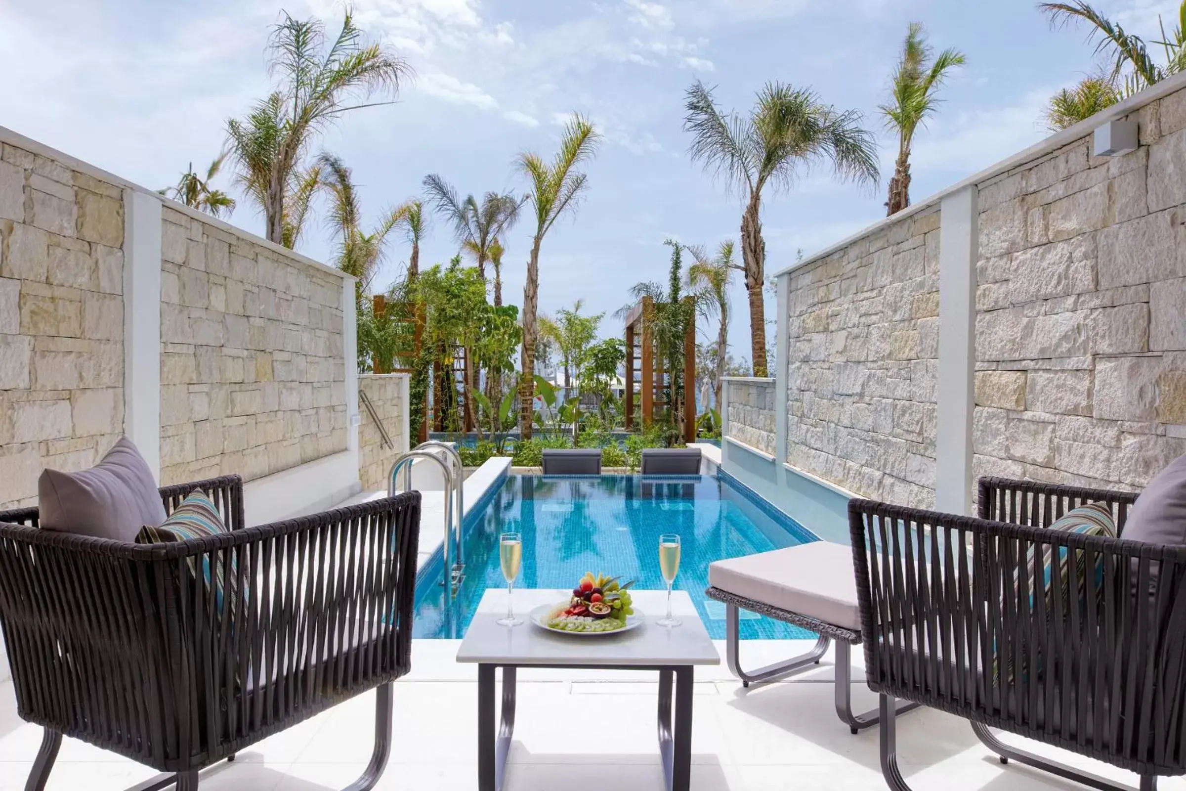 Patio, Swimming Pool in Amavi, MadeForTwo Hotels - Paphos
