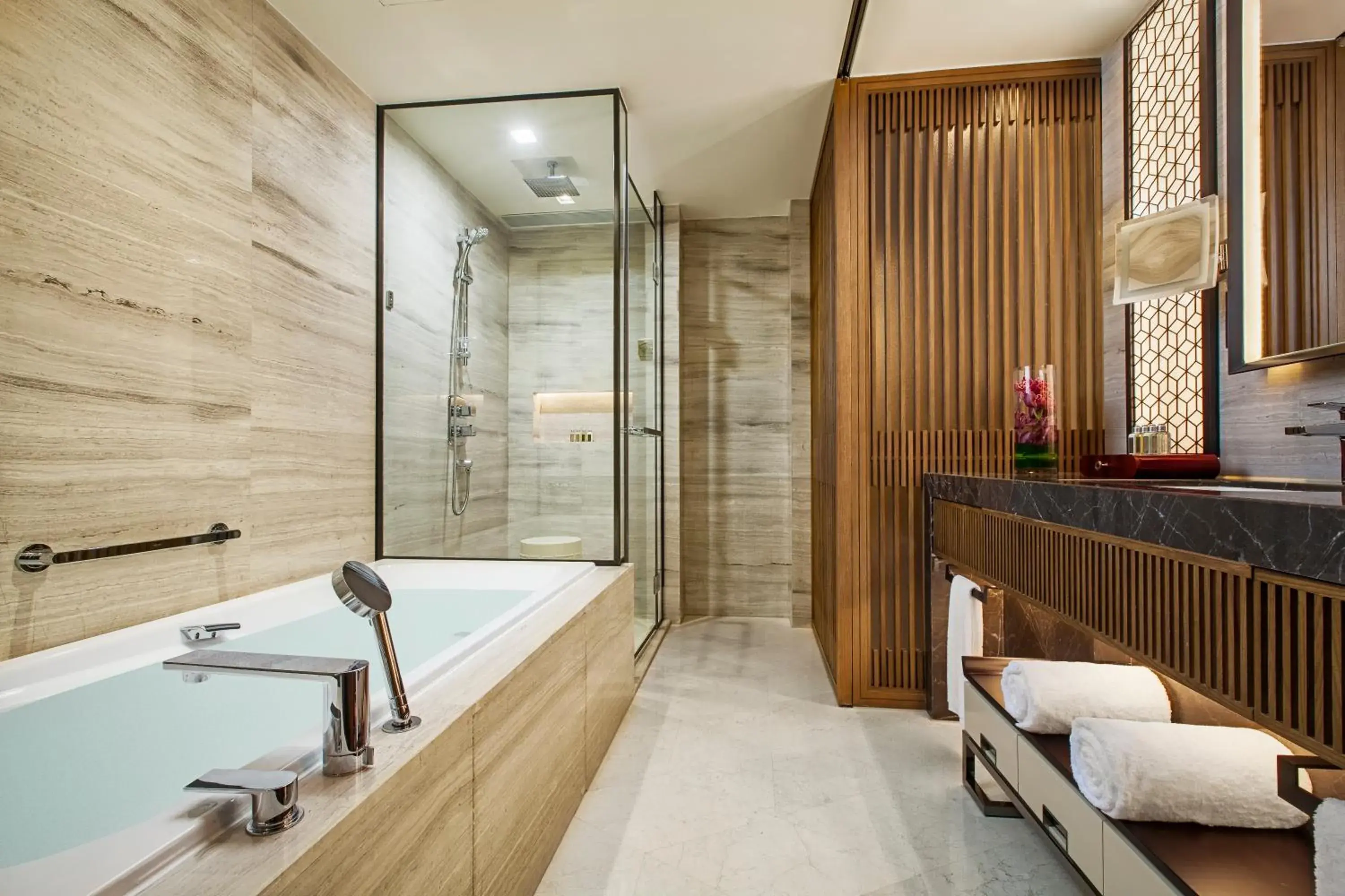 Shower, Bathroom in Ascott Riverside Garden Beijing