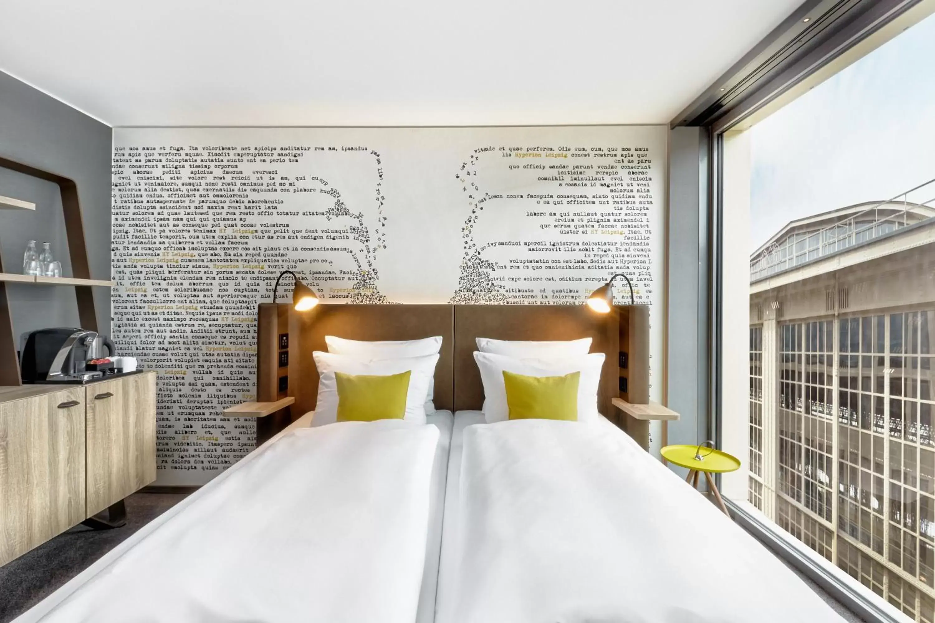 Coffee/tea facilities, Bed in HYPERION Hotel Leipzig Coffee/tea facilities, Bed in HYPERION Hotel Leipzig