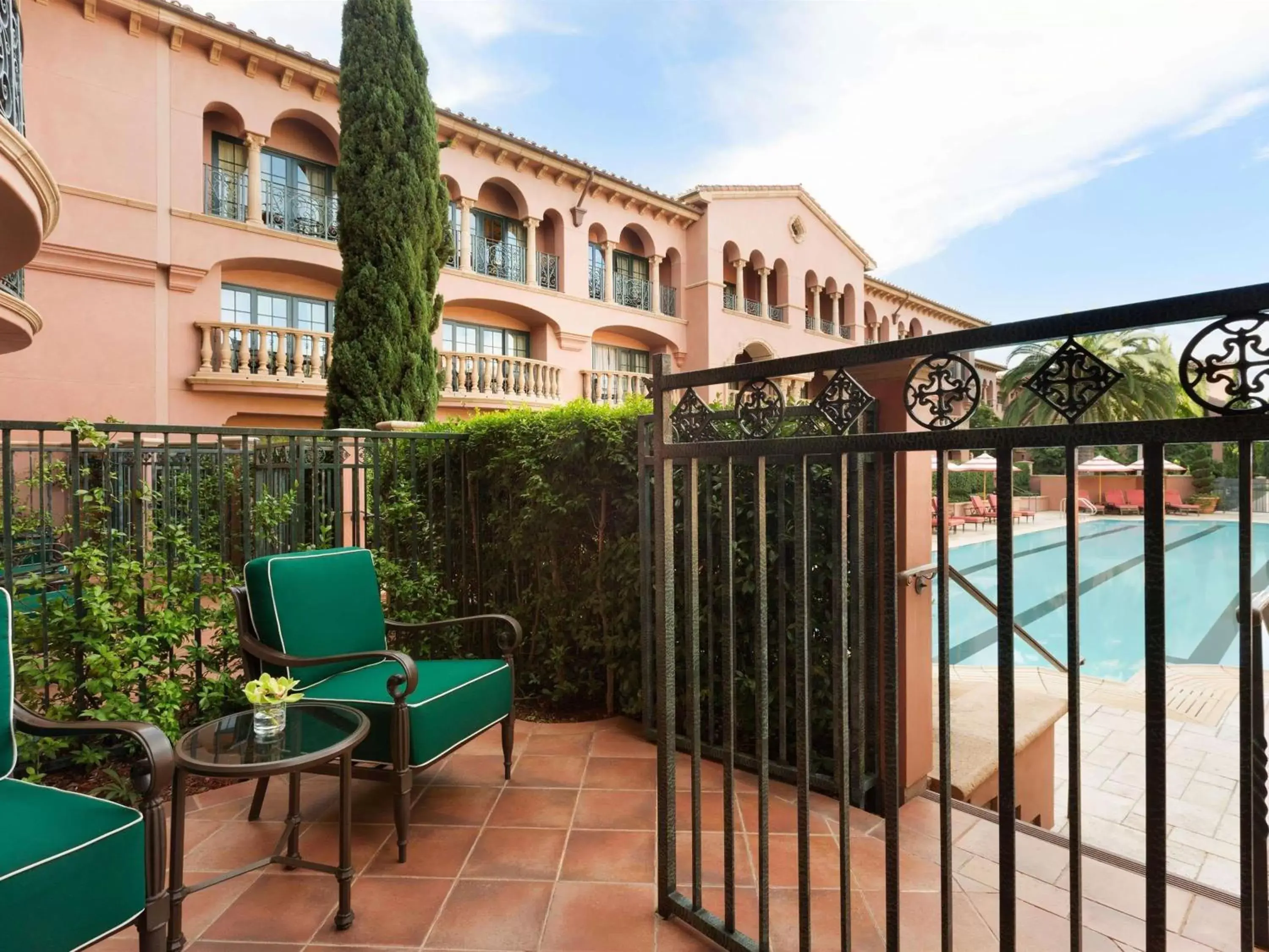 Bedroom, Pool View in Fairmont Grand Del Mar