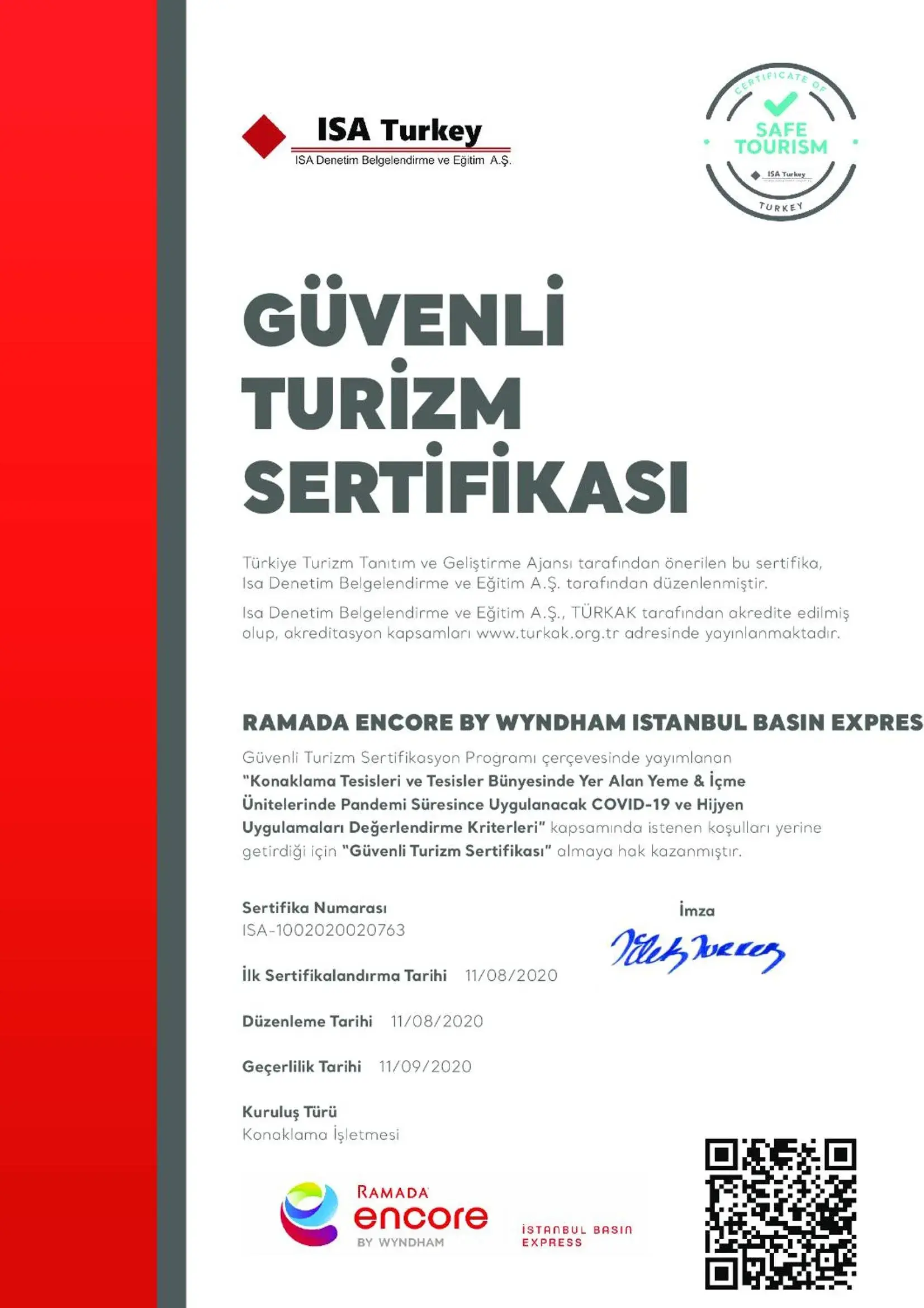 Certificate/Award in Ramada Encore By Wyndham Istanbul Basin Express