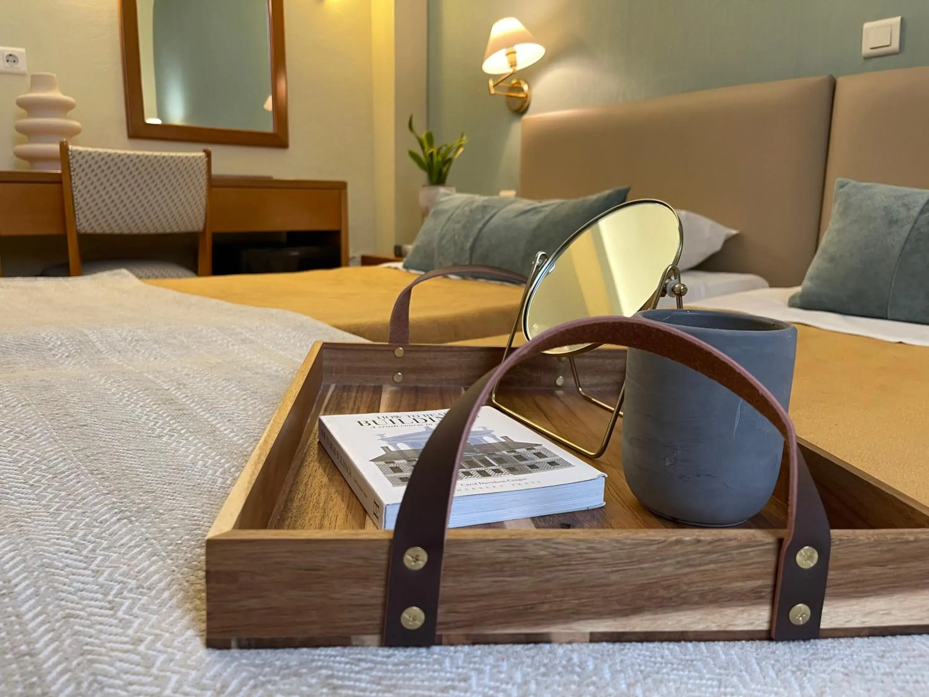 Bed, Seating Area in El Greco Hotel