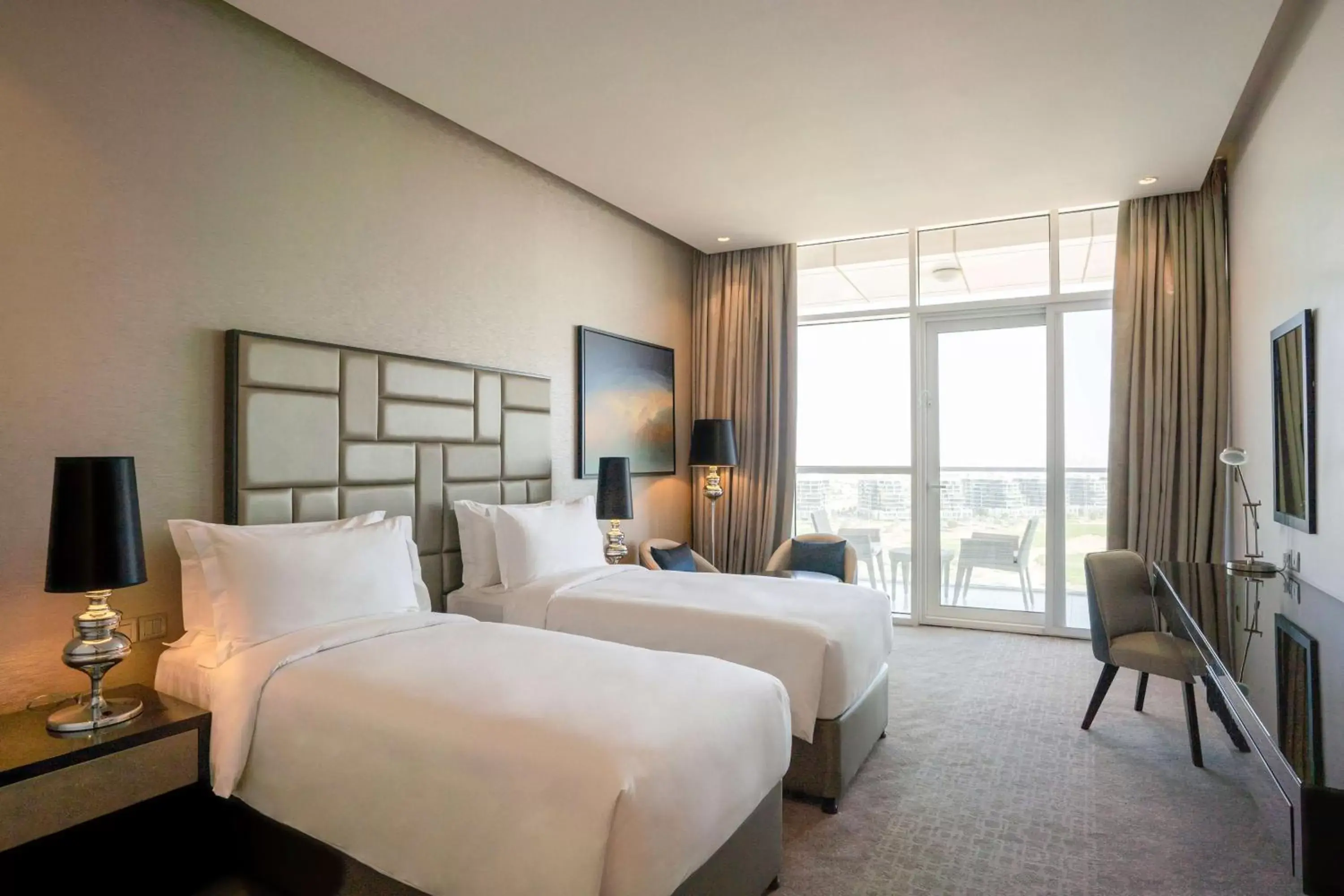 Bedroom, Bed in Radisson Dubai Damac Hills