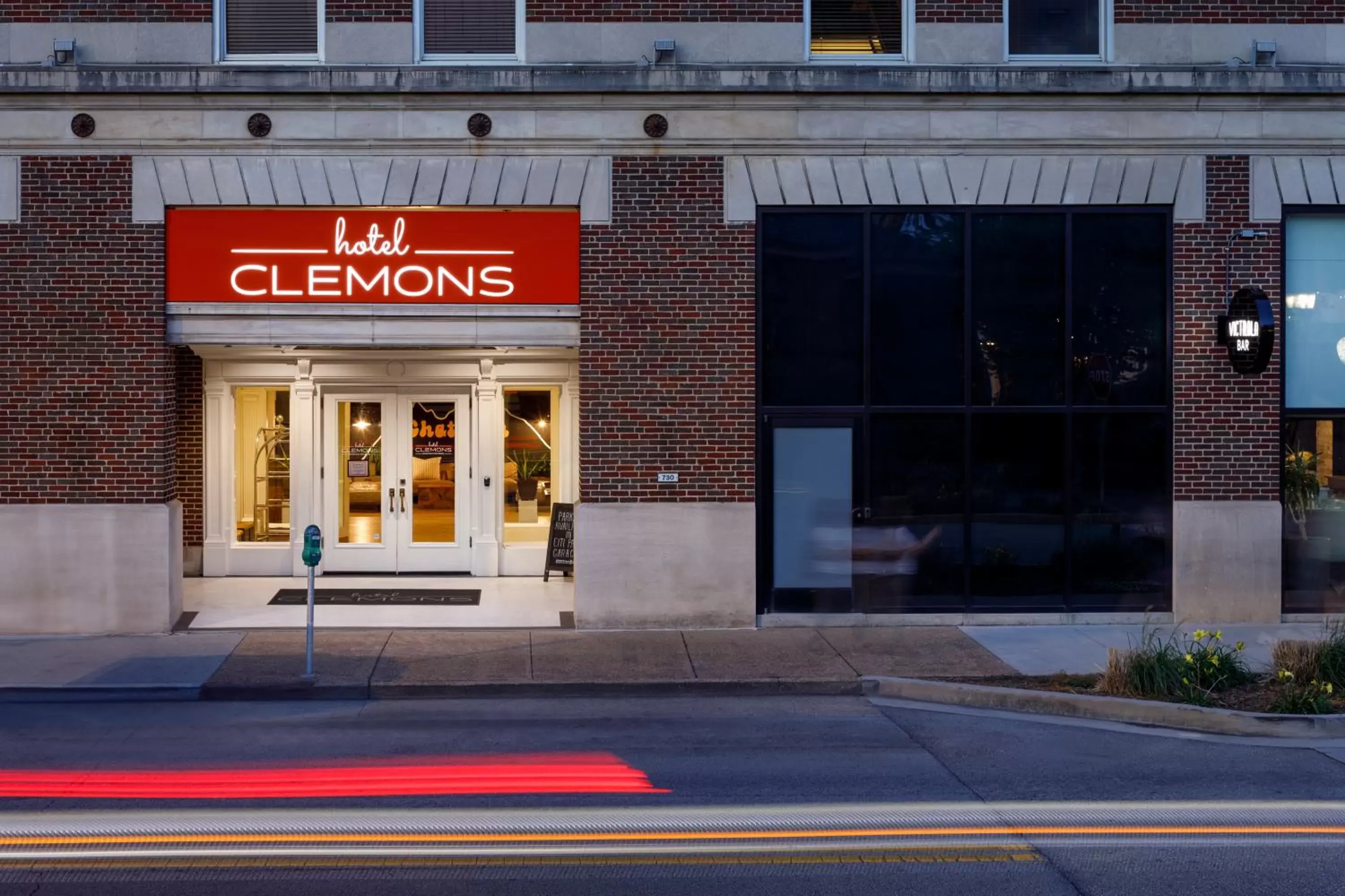 Facade/entrance in Hotel Clemons, formerly Bode Chattanooga