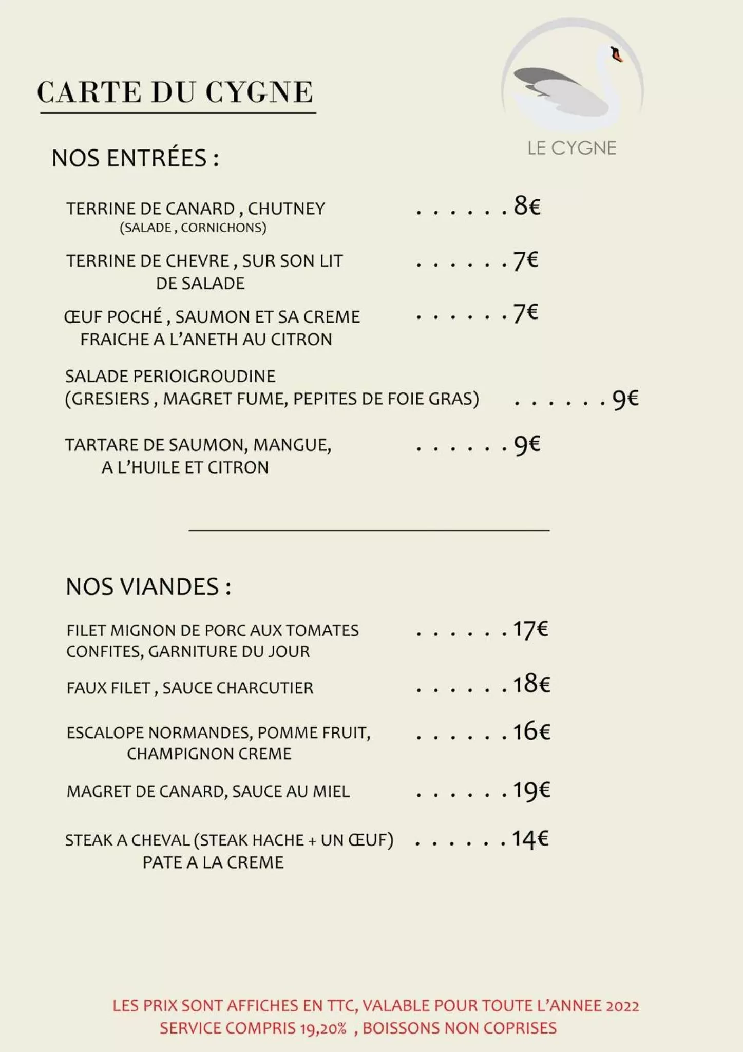 Restaurant/places to eat in Hotel Restaurant Le Cygne