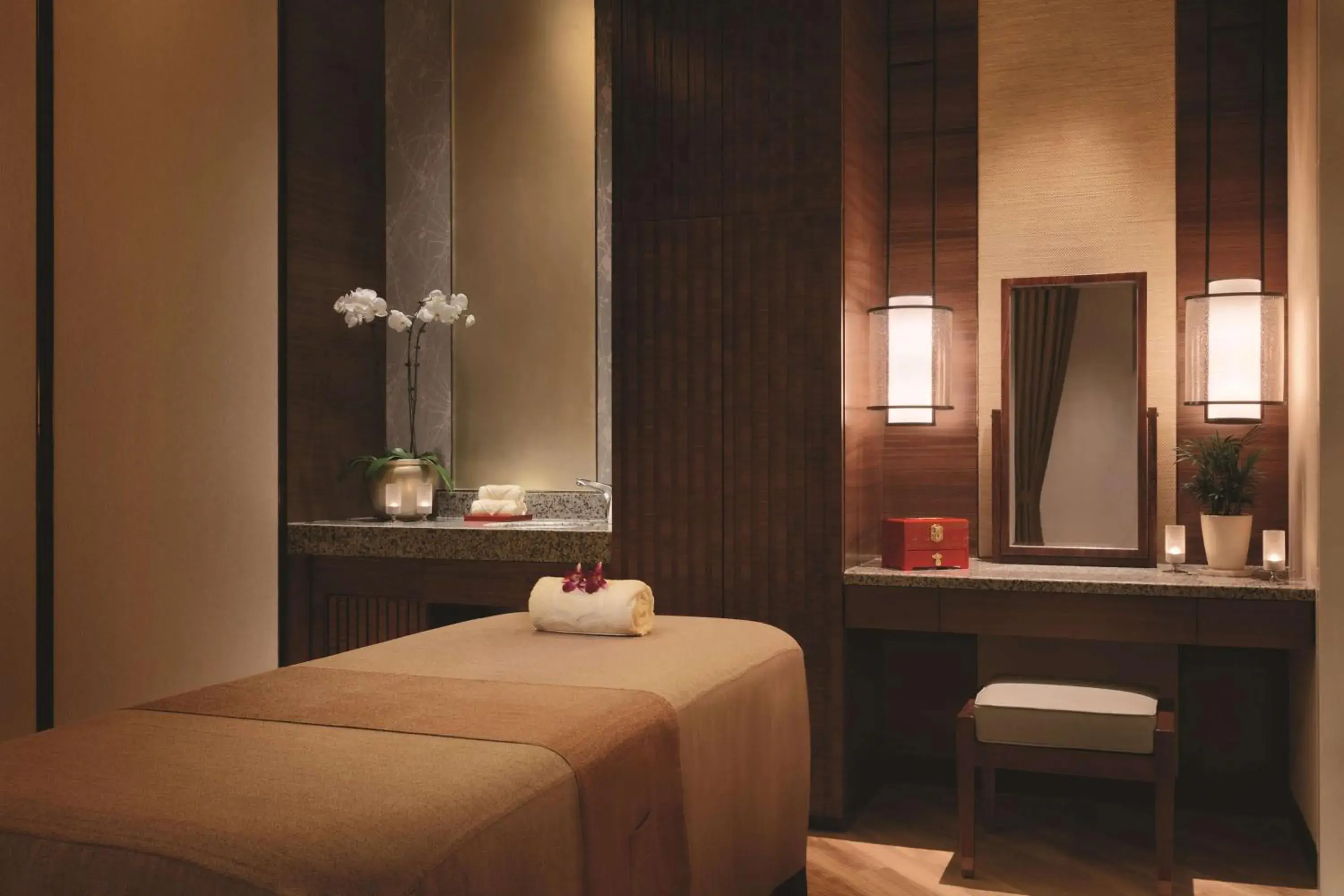 Spa and wellness centre/facilities, Bed in Shangri-La Hefei Spa and wellness centre/facilities, Bed in Shangri-La Hefei