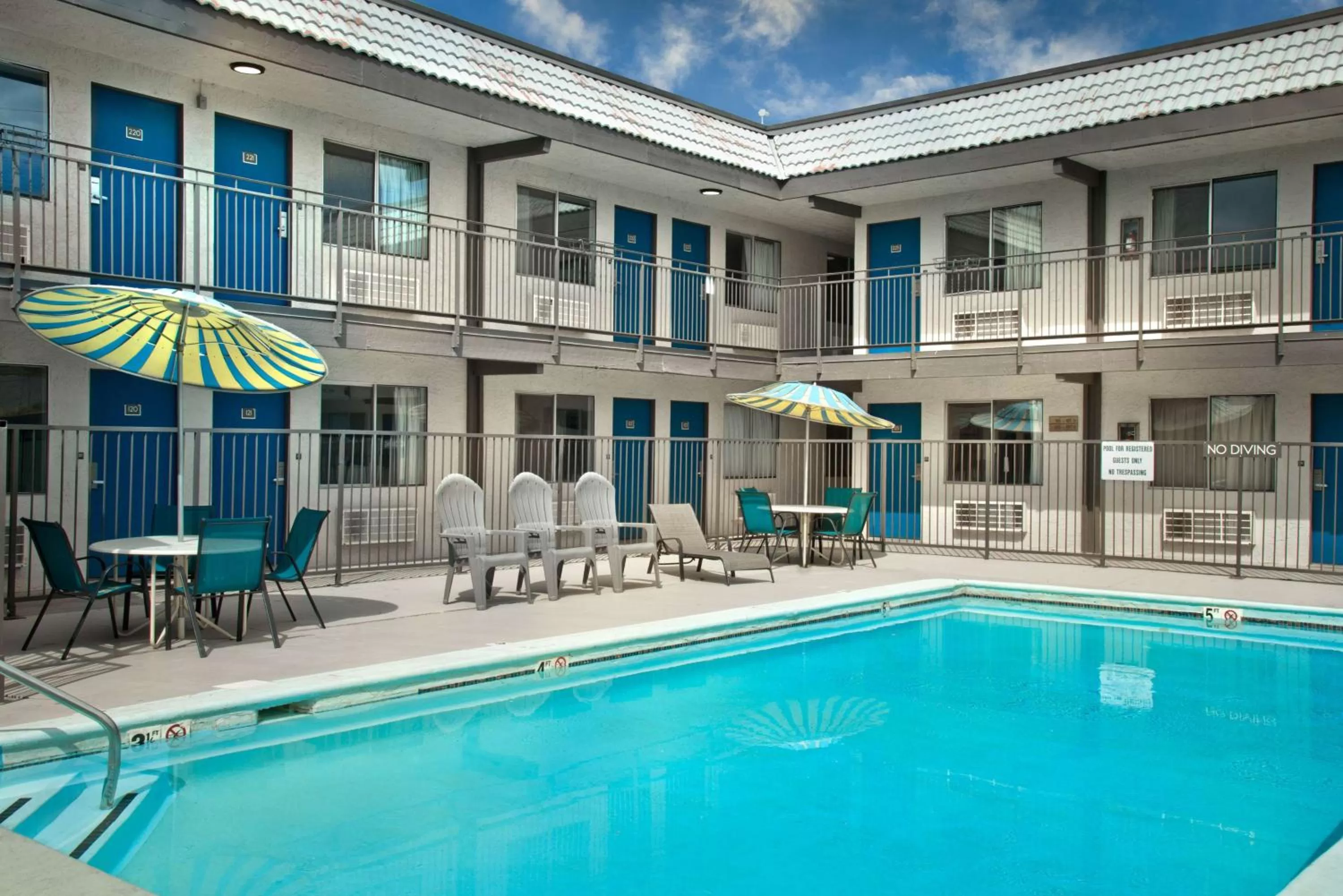Pool view in Studio 6 Grand Junction, CO