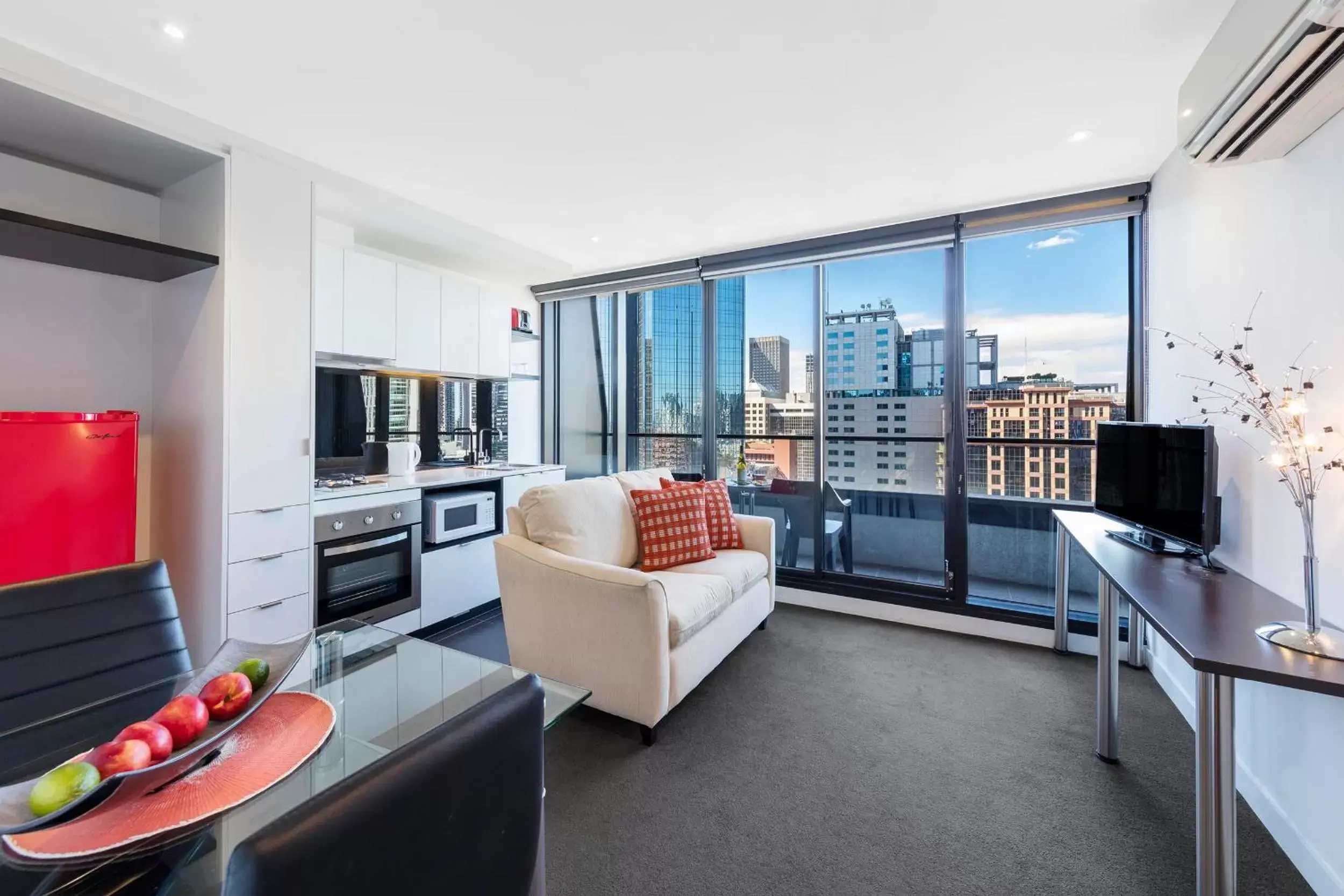 Living room in Aura on Flinders Serviced Apartments