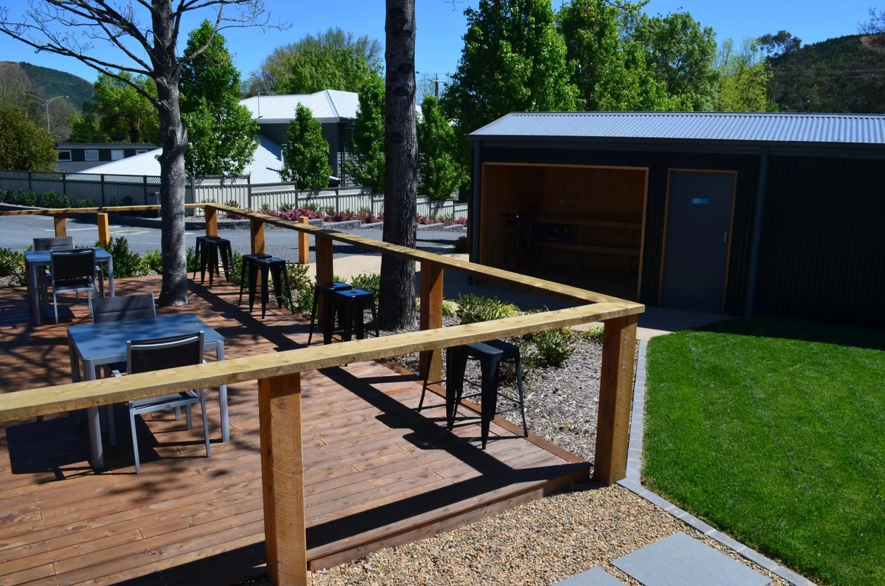 Patio in Bright Colonial Motel
