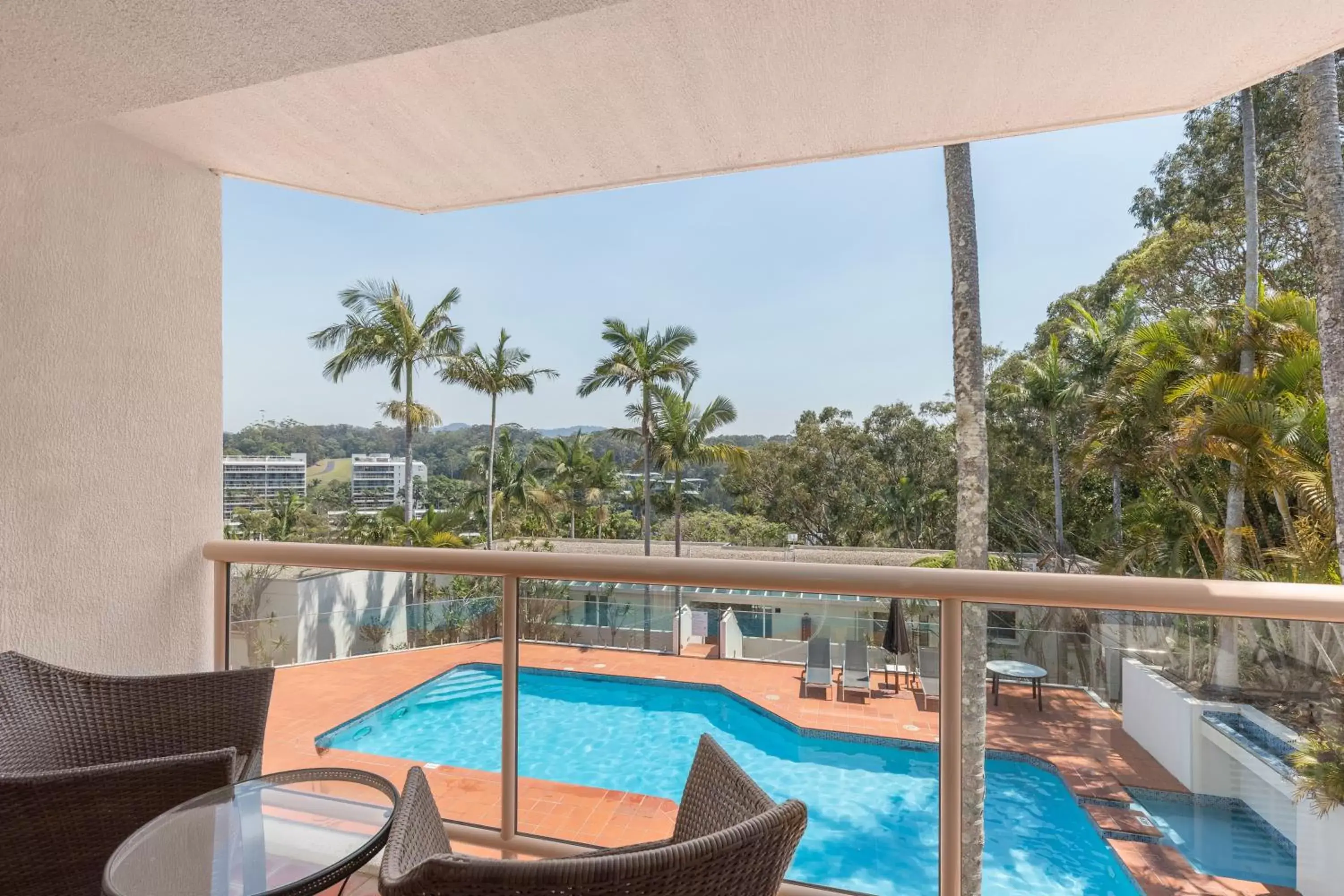 Balcony/Terrace, Pool View in Charlesworth Bay Beach Resort