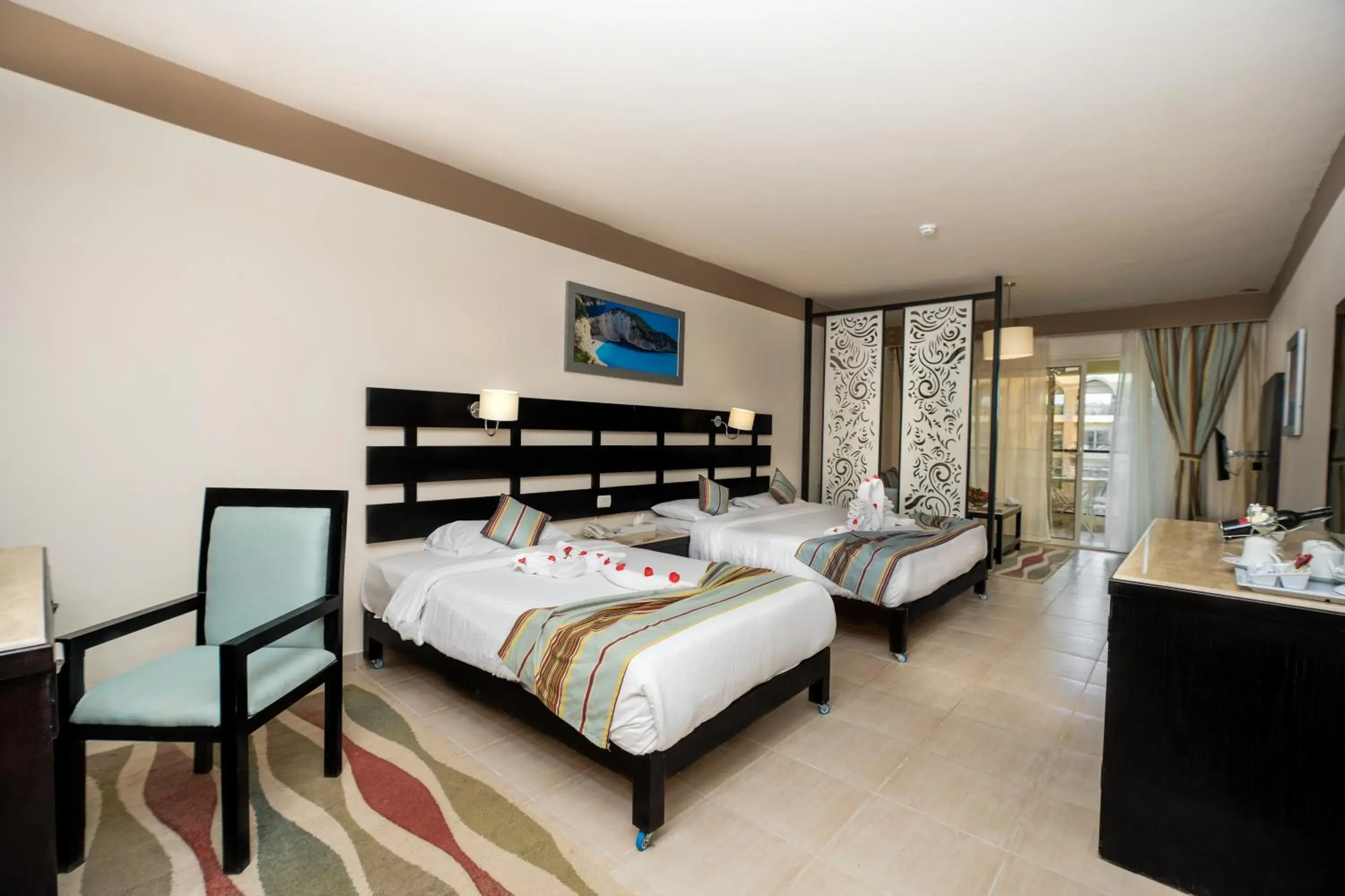 Bedroom, Bed in El Karma Beach Resort & Aqua Park - Hurghada