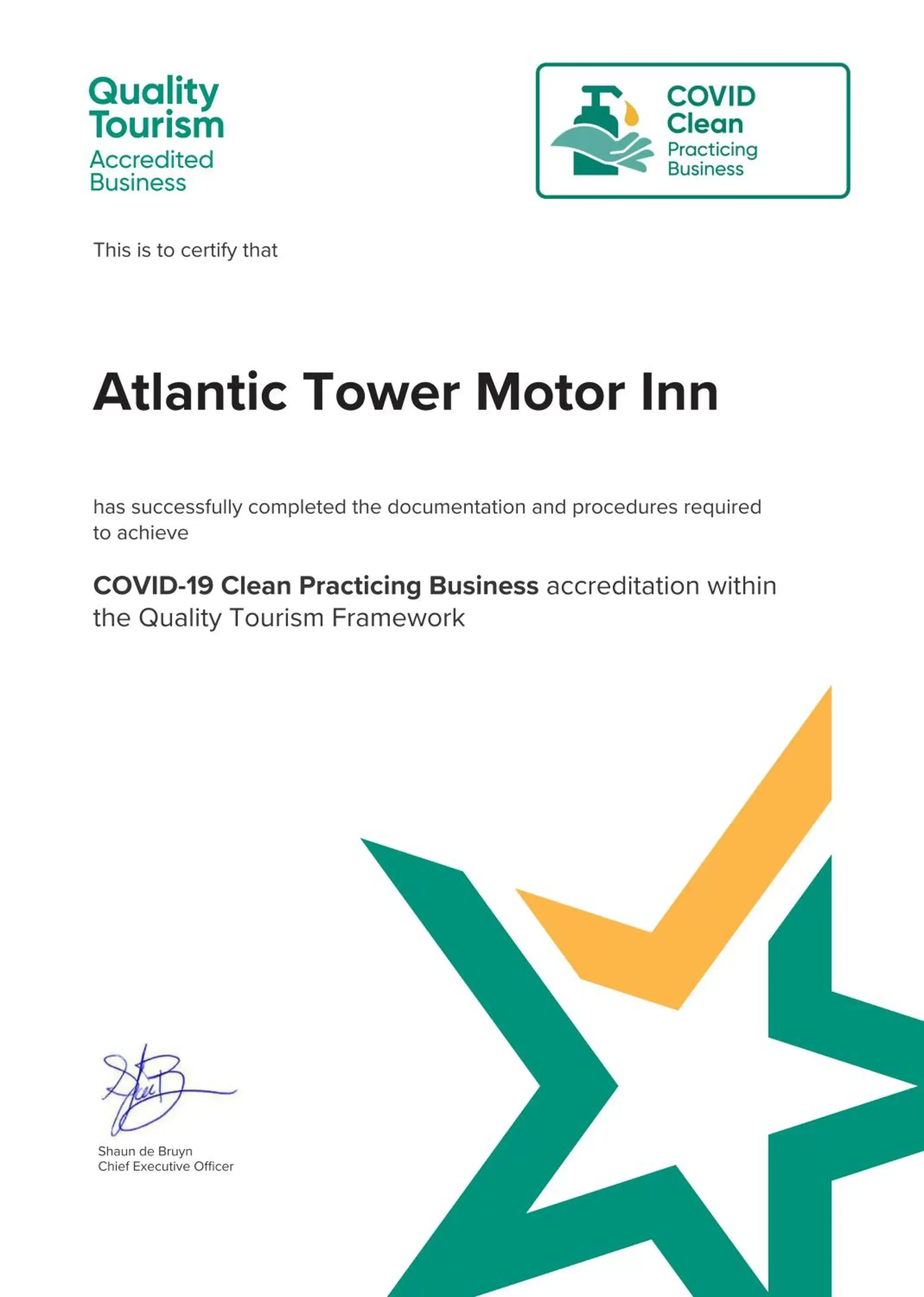Logo/Certificate/Sign in Atlantic Tower Motor Inn