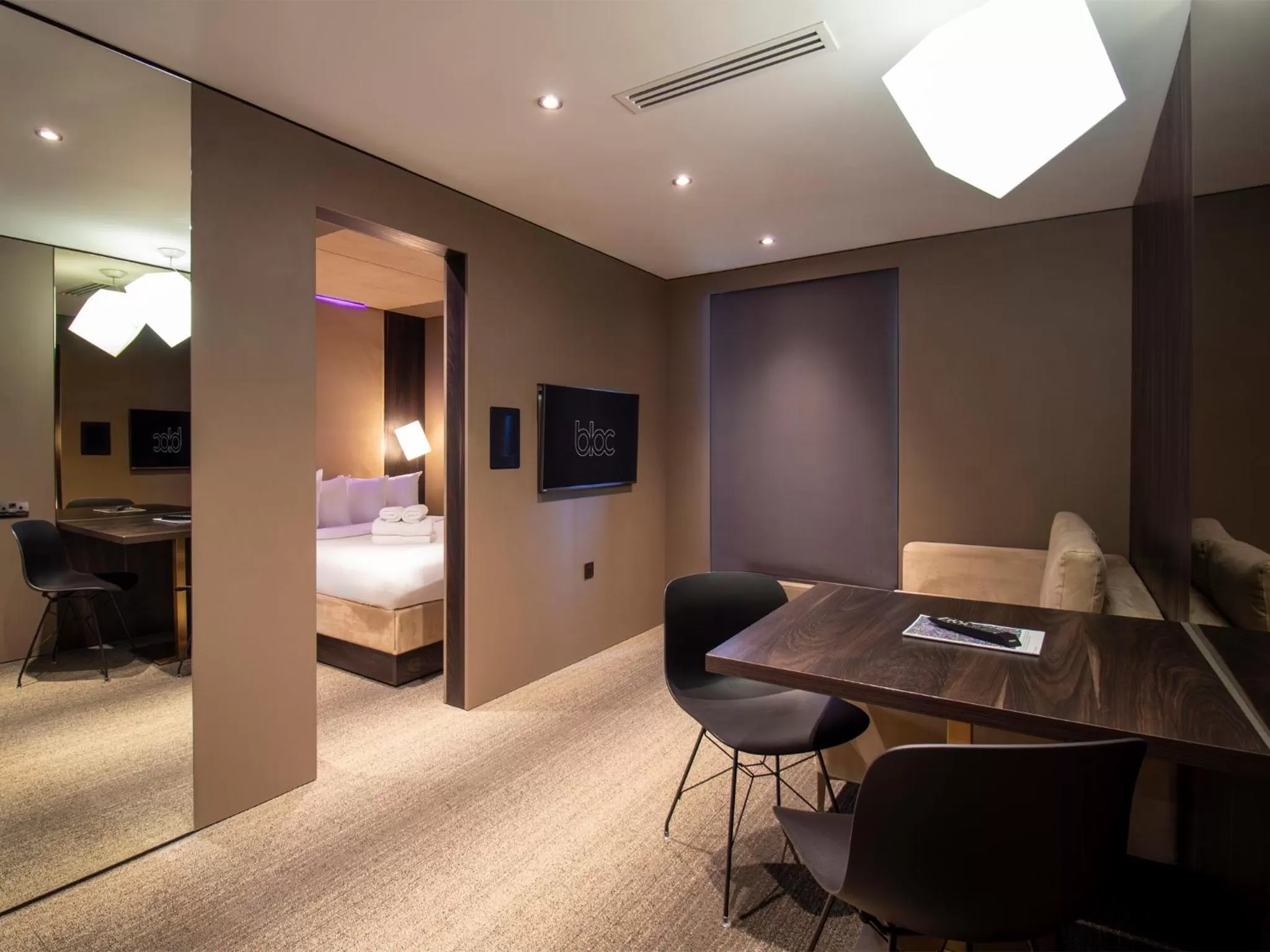 Living room, Bed in Bloc Hotel Birmingham