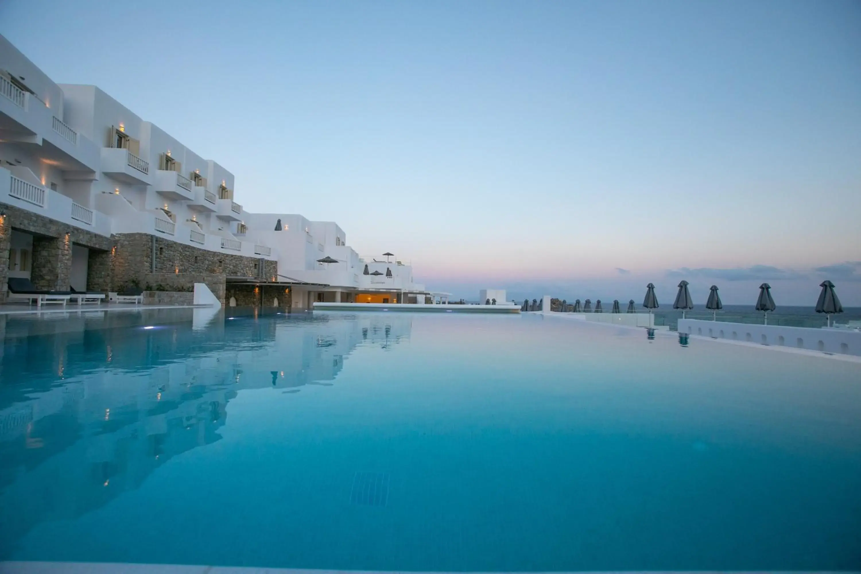 Sunset, Swimming Pool in The George Hotel Mykonos