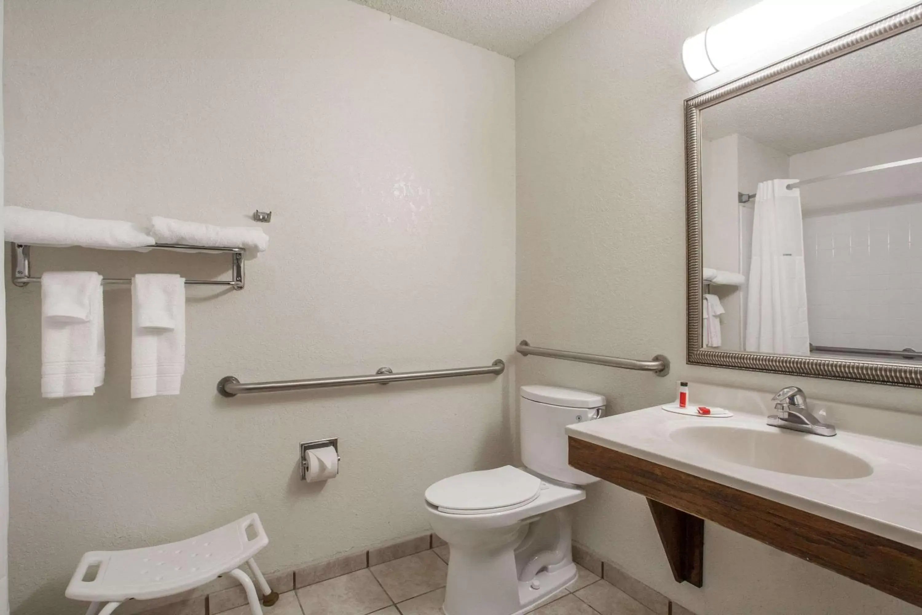 Bathroom in Super 8 by Wyndham College Park Wash DC Area