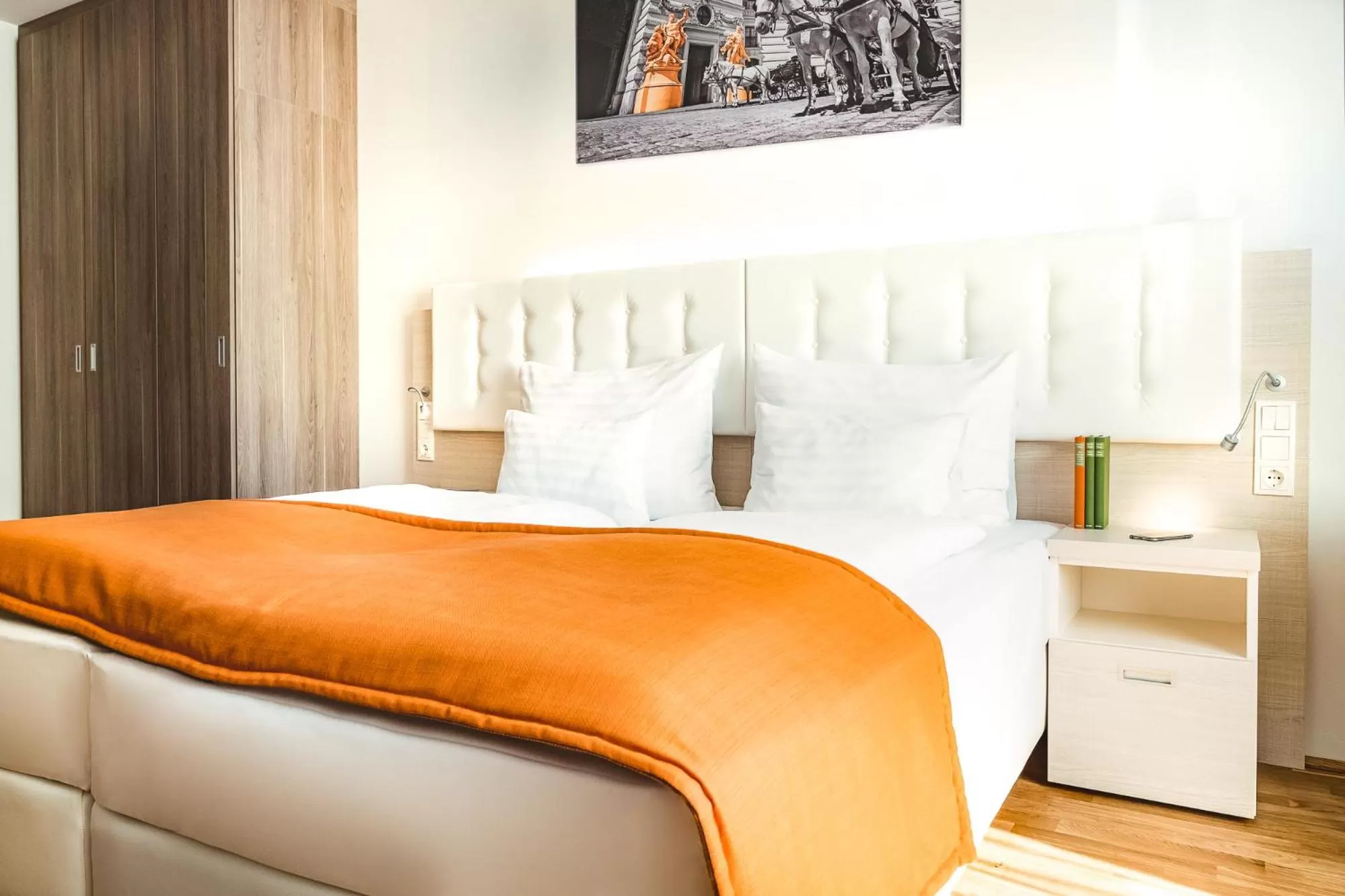 Bed in Oliver Apartments | contactless check-in