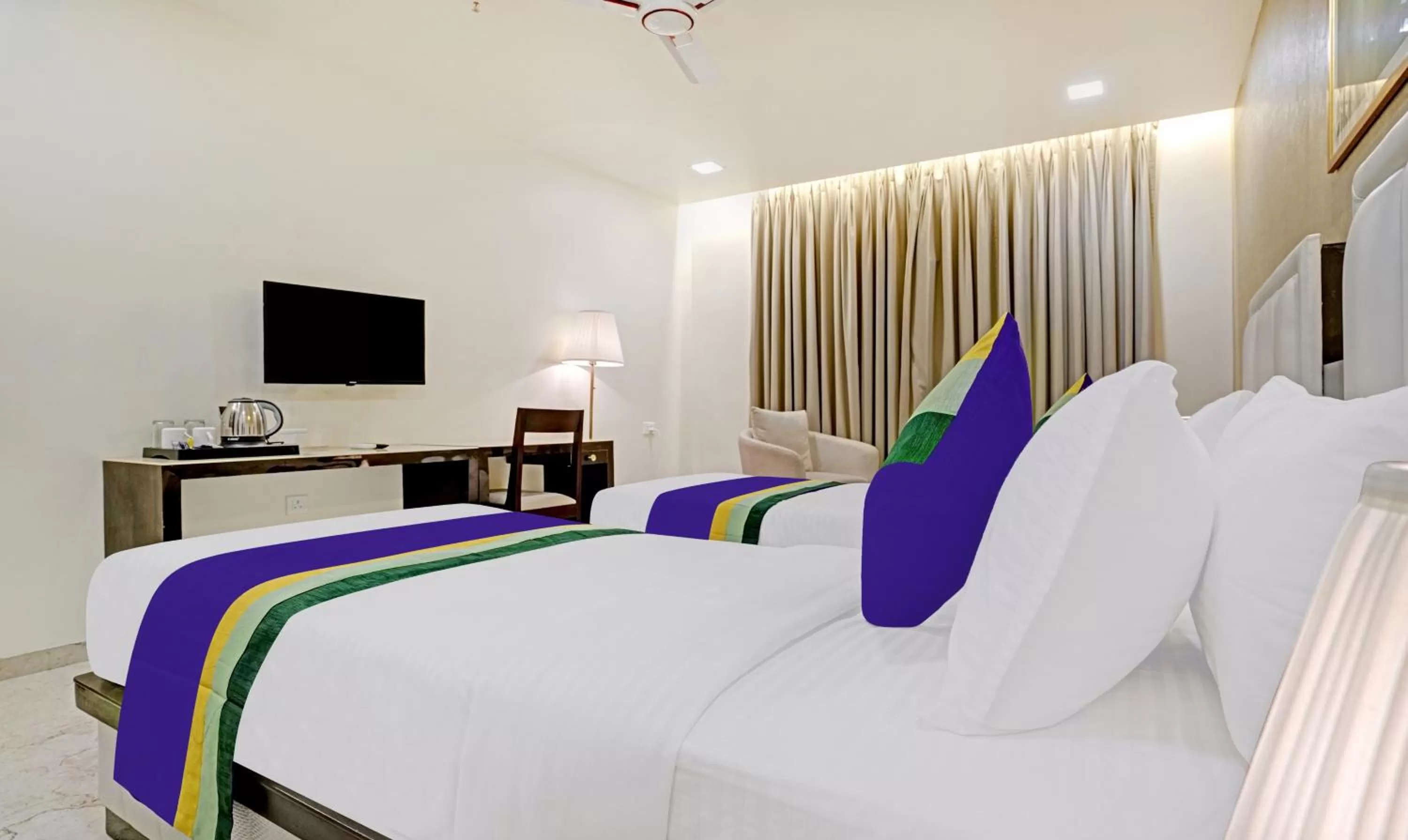 Bedroom, Bed in Treebo Premium Golden Bliss Trimurti Nagar Square