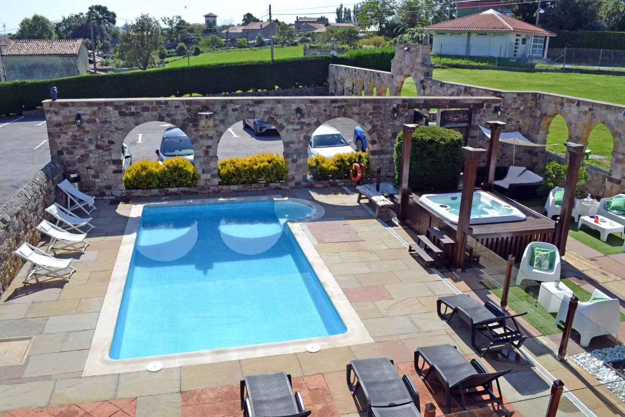 Pool view in Posada la Leyenda