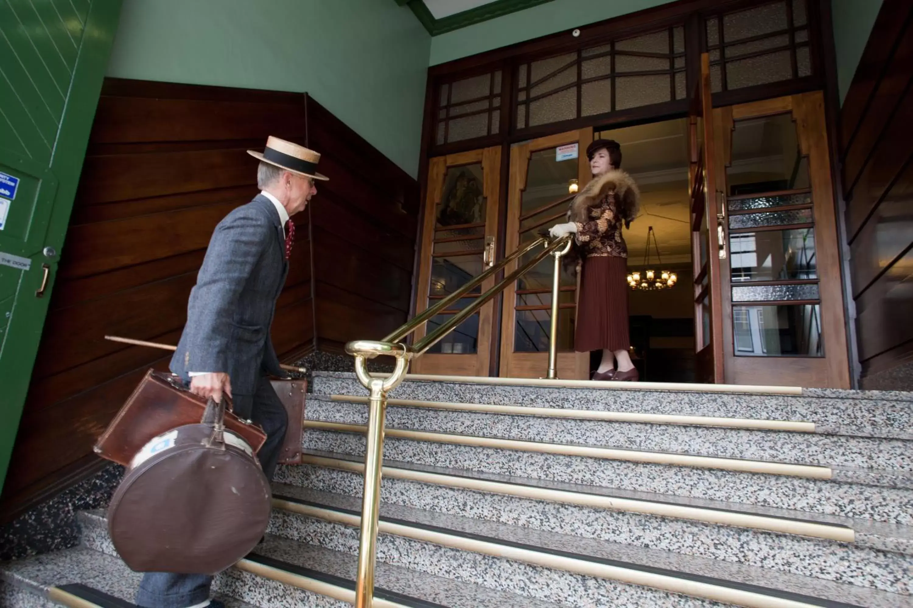 Facade/entrance in Art Deco Masonic Hotel