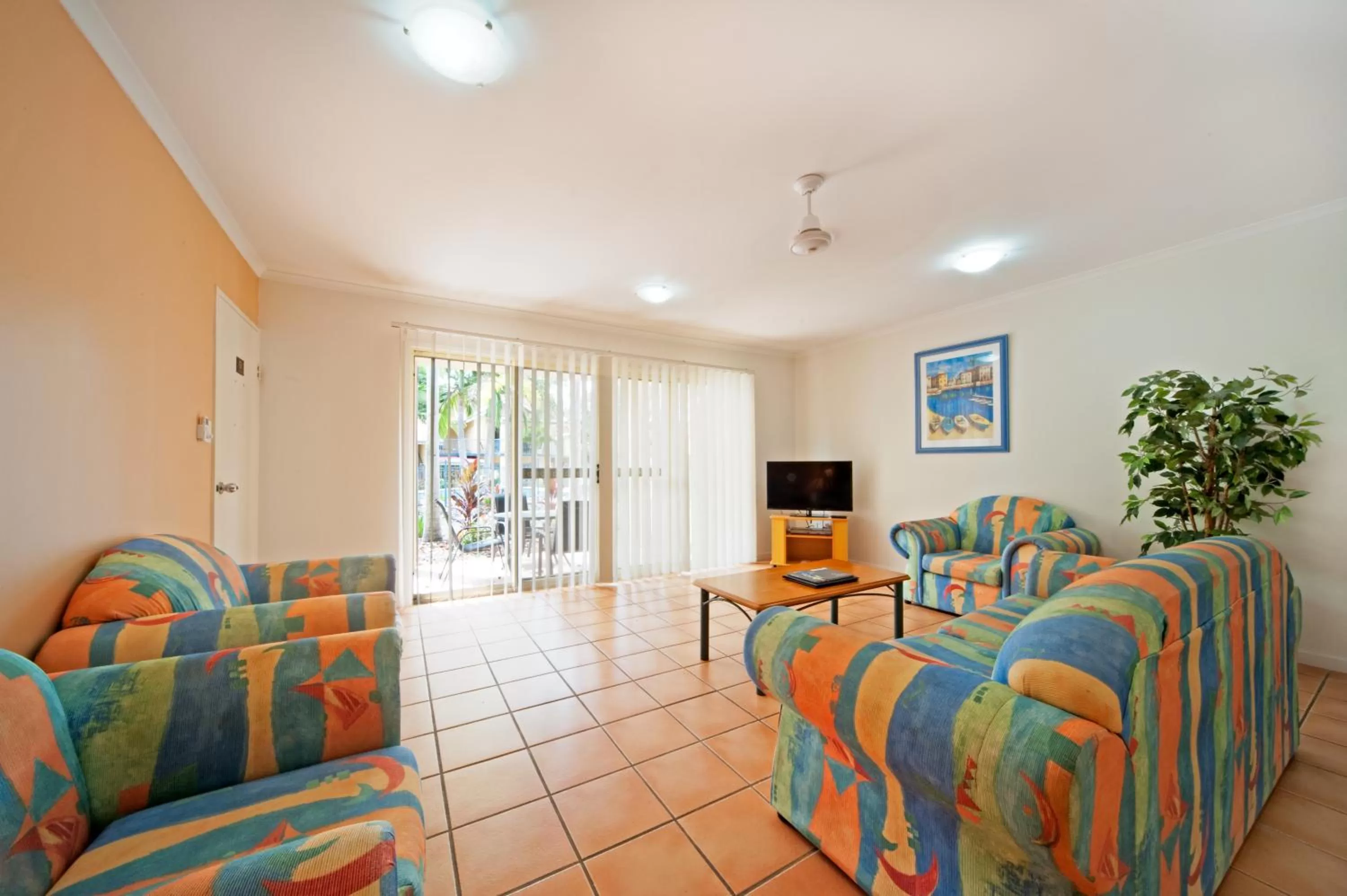 Living room in at Beach Court Holiday Villas