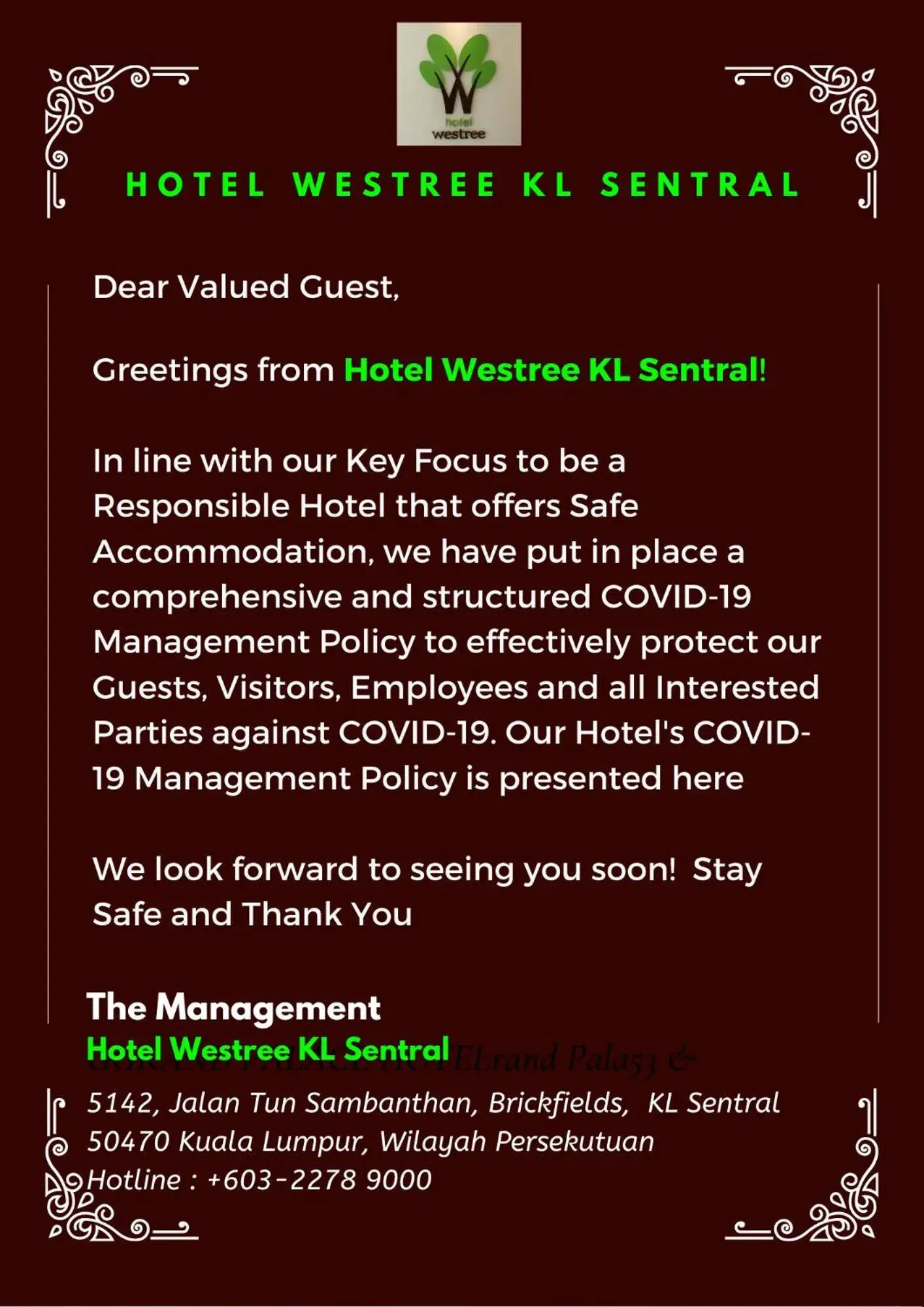 Text overlay in Hotel Westree KL Sentral