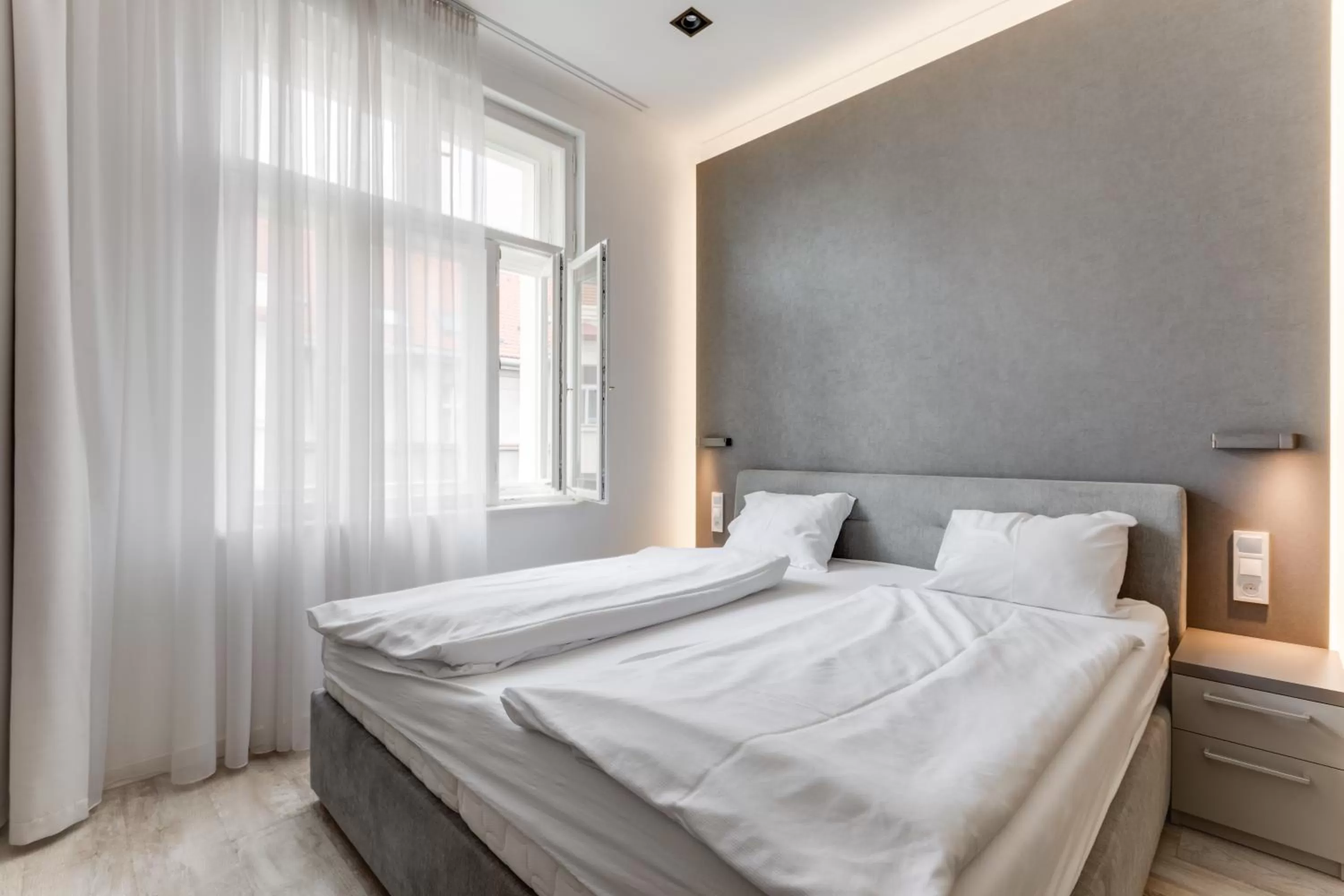 Bed in Lampi Aparthotel Prague