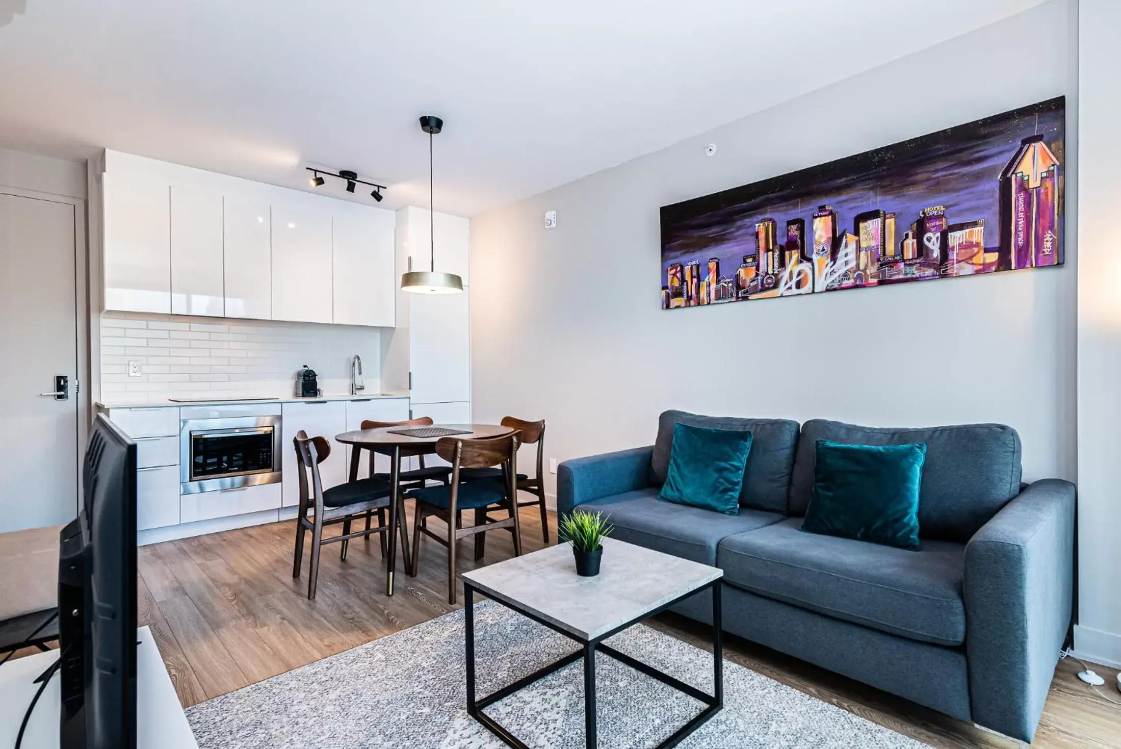 Living room, Seating Area in WRFY Griffintown Apartment