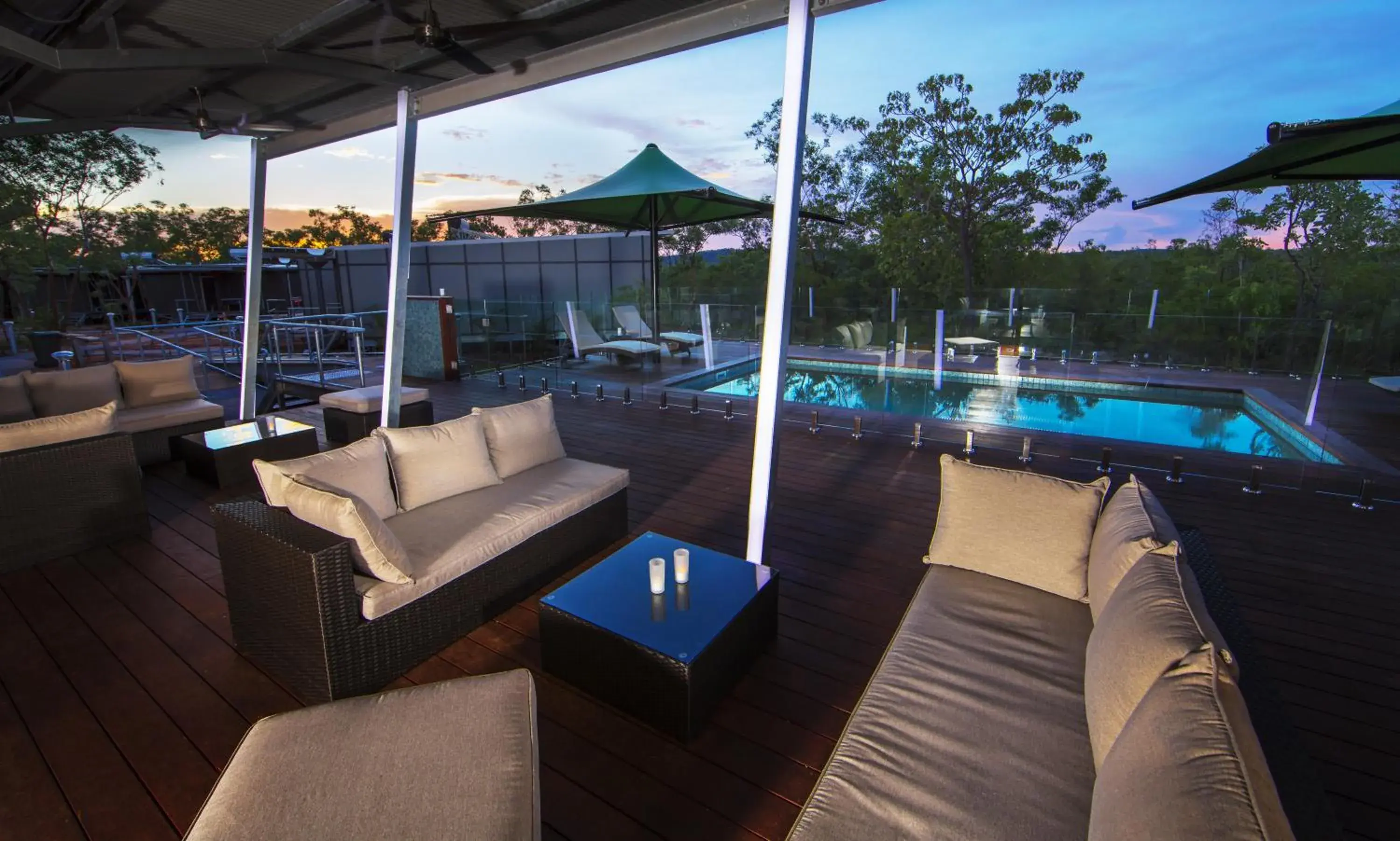 Balcony/Terrace, Swimming Pool in Cicada Lodge