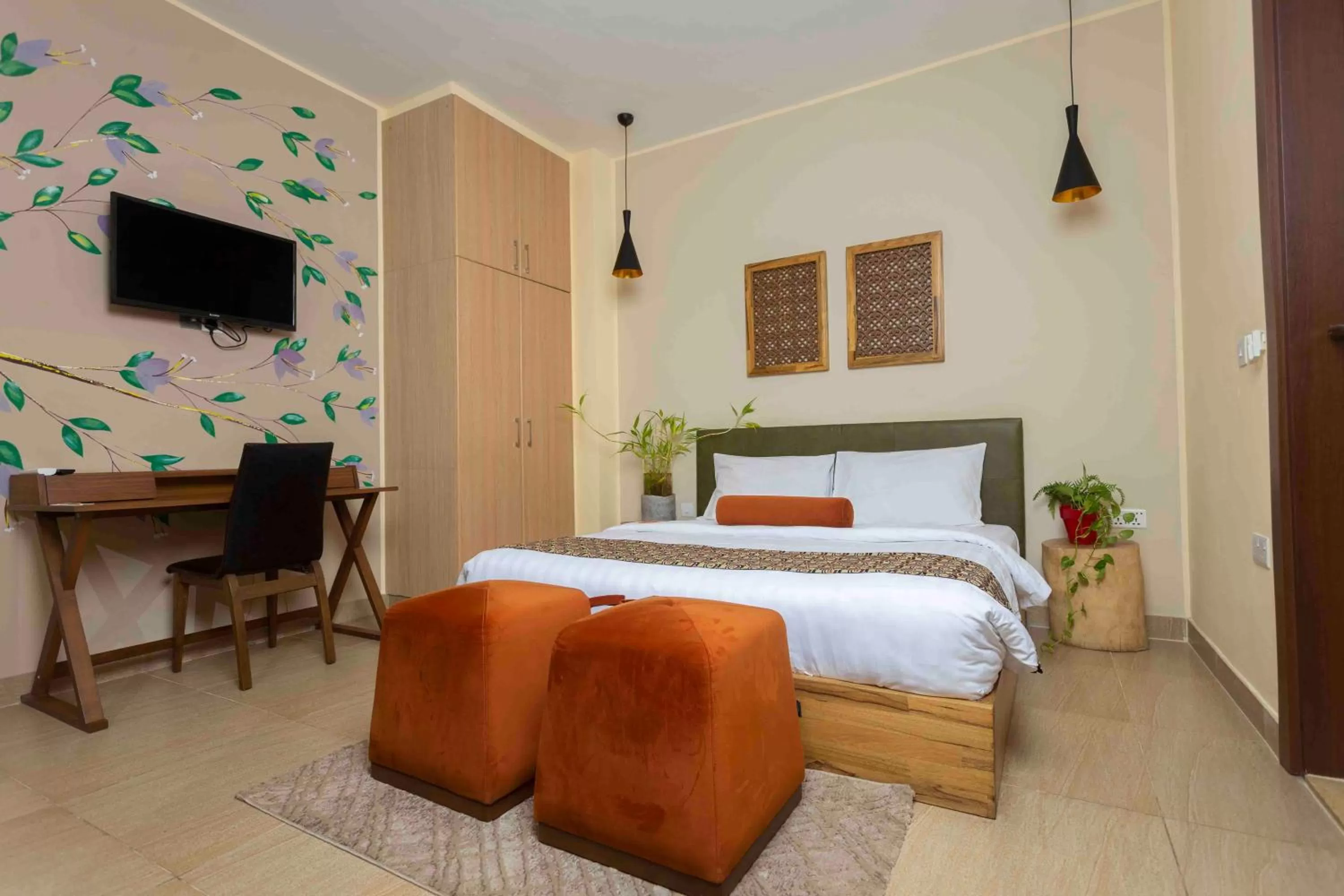 Bed in Roots Hotel Apartment