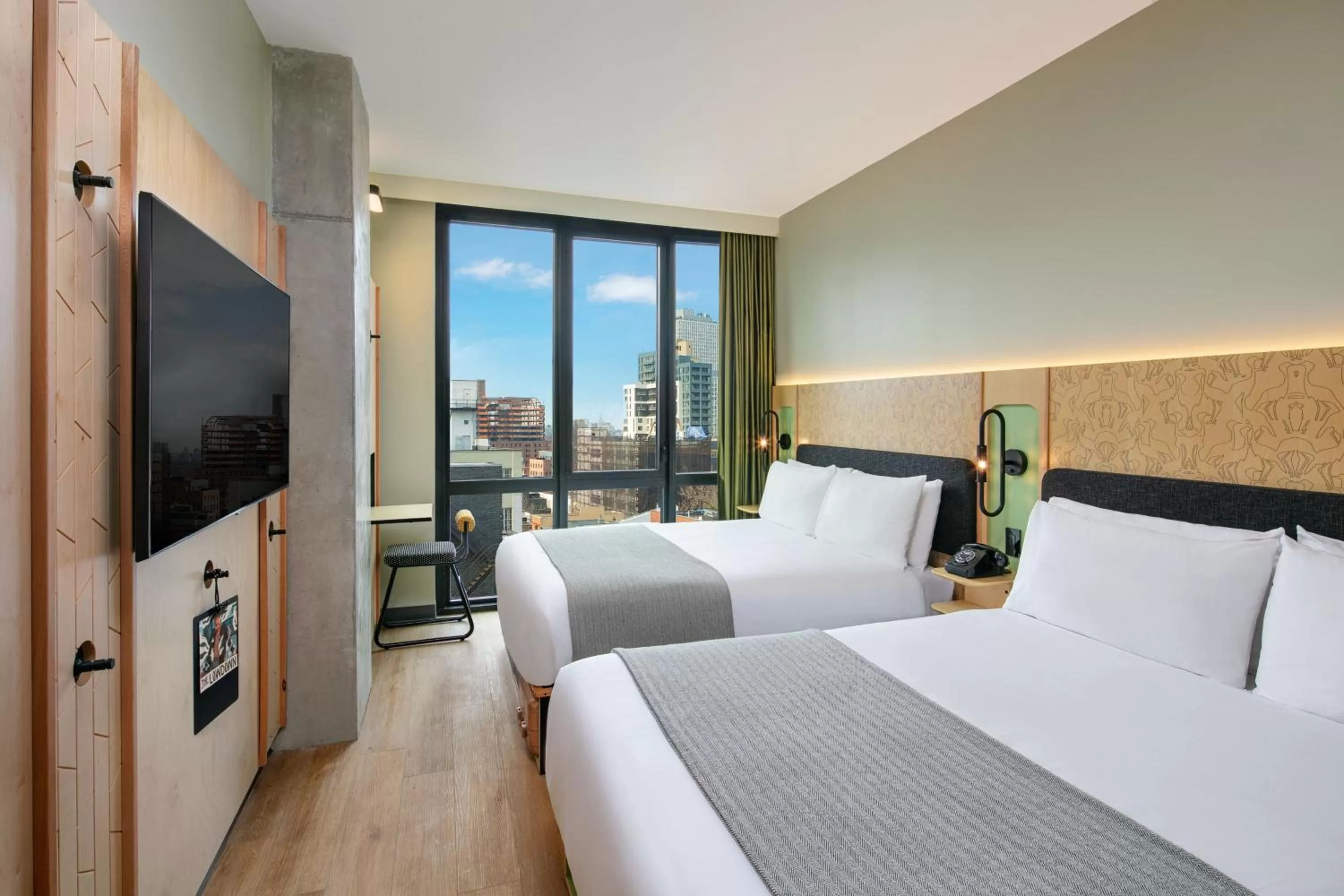 Photo of the whole room, Bed in Moxy Brooklyn Williamsburg