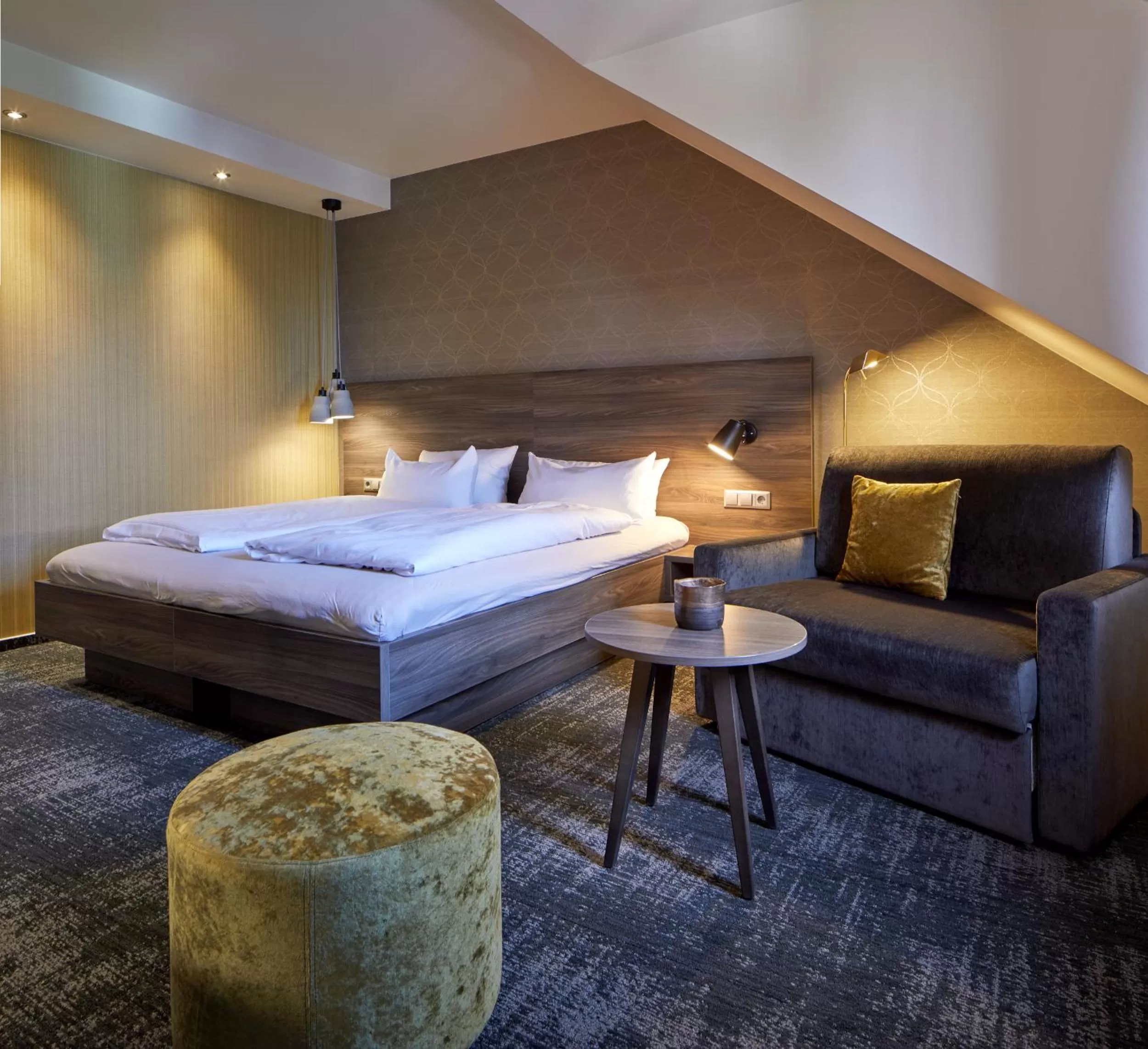 Bed in NaturKulturHotel Stumpf