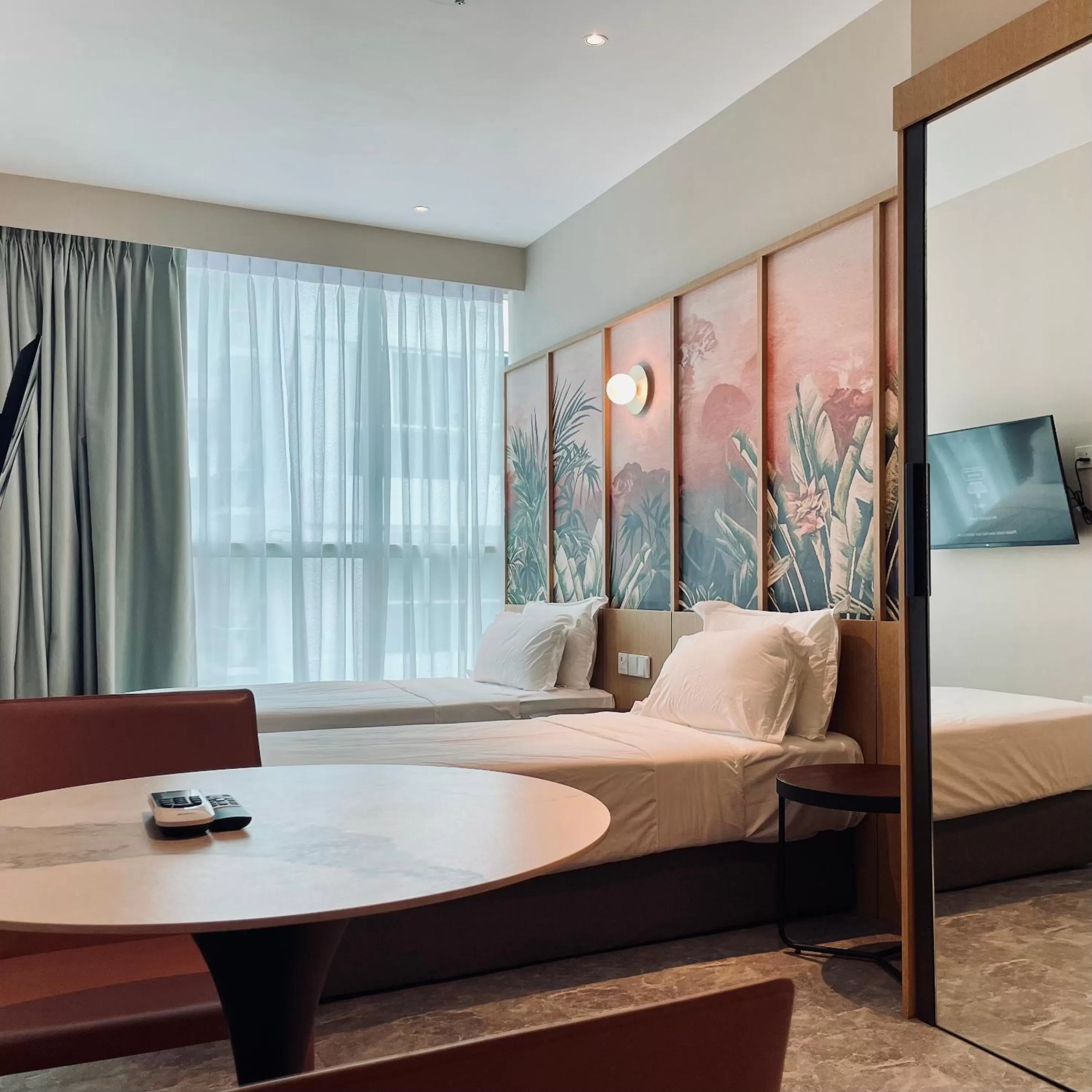 Seating area, Bed in Harper Boutique Hotel at Sutera Avenue