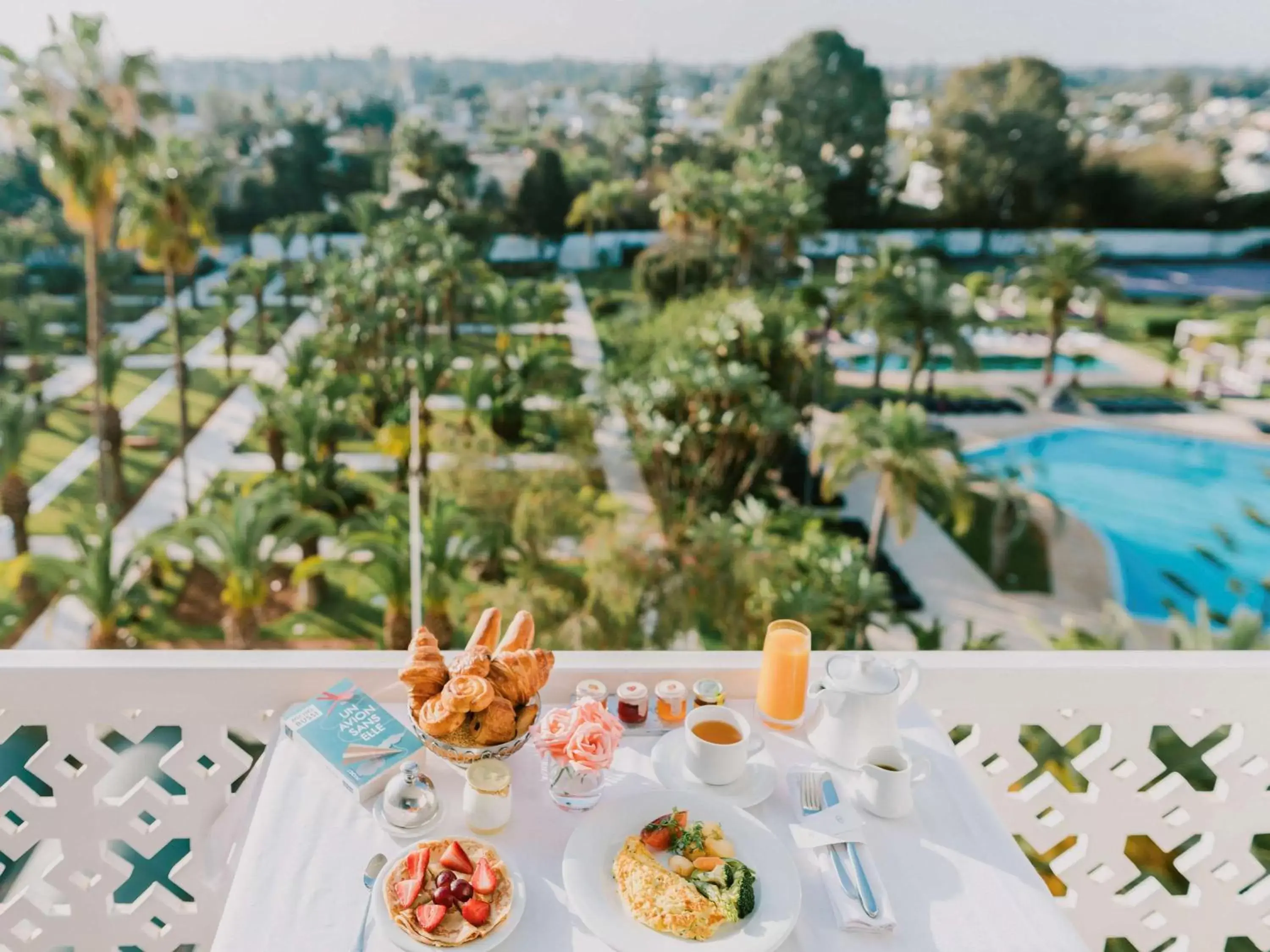 Balcony/Terrace, Pool View in Sofitel Rabat Jardin Des Roses