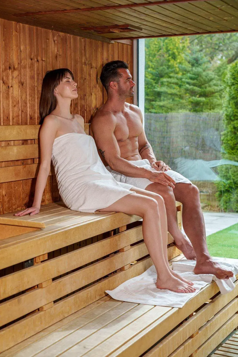 Sauna, Guests in Villa Park Med. & SPA