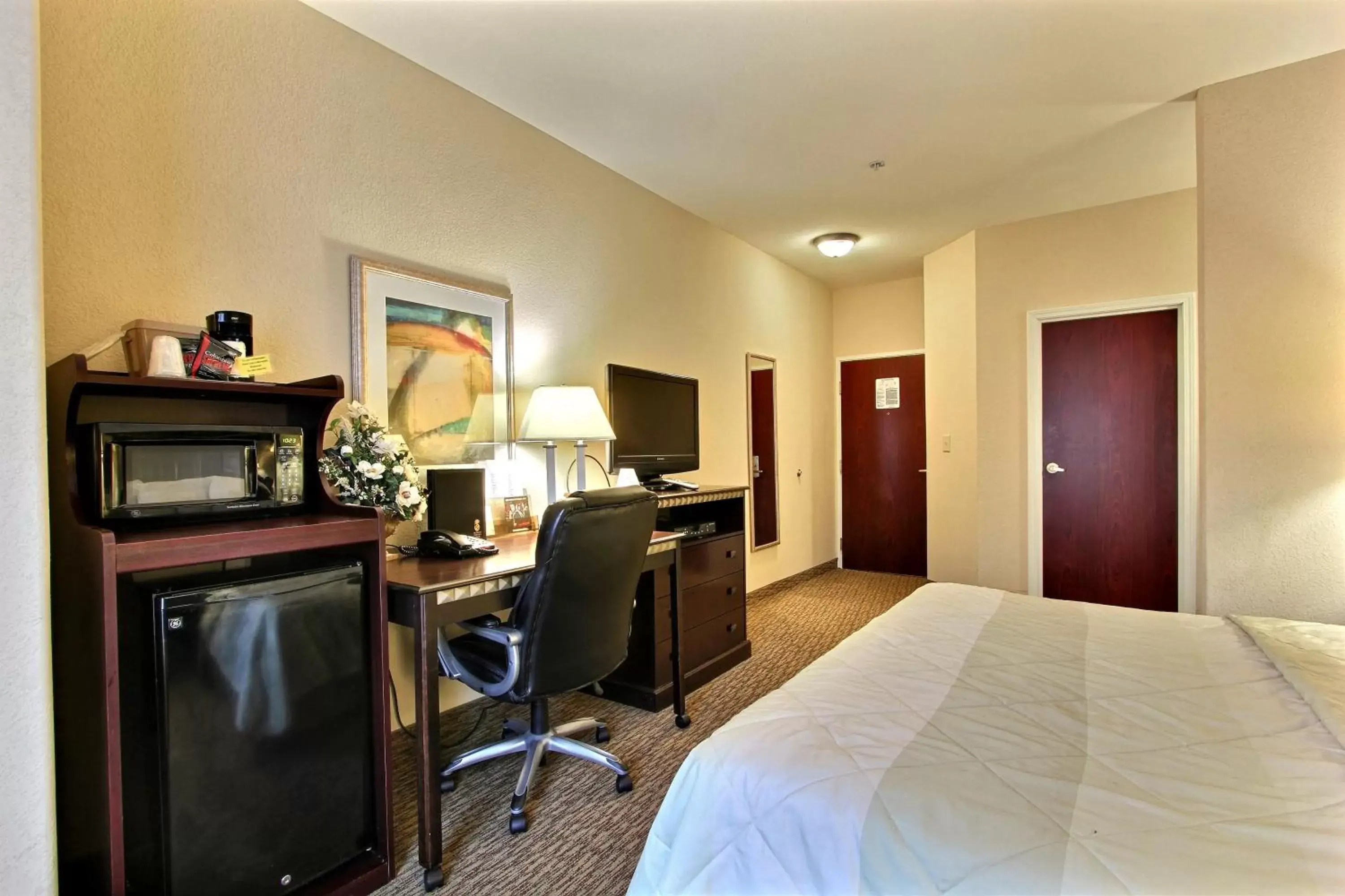 Kitchen or kitchenette, TV/Entertainment Center in Magnolia Inn and Suites Pooler