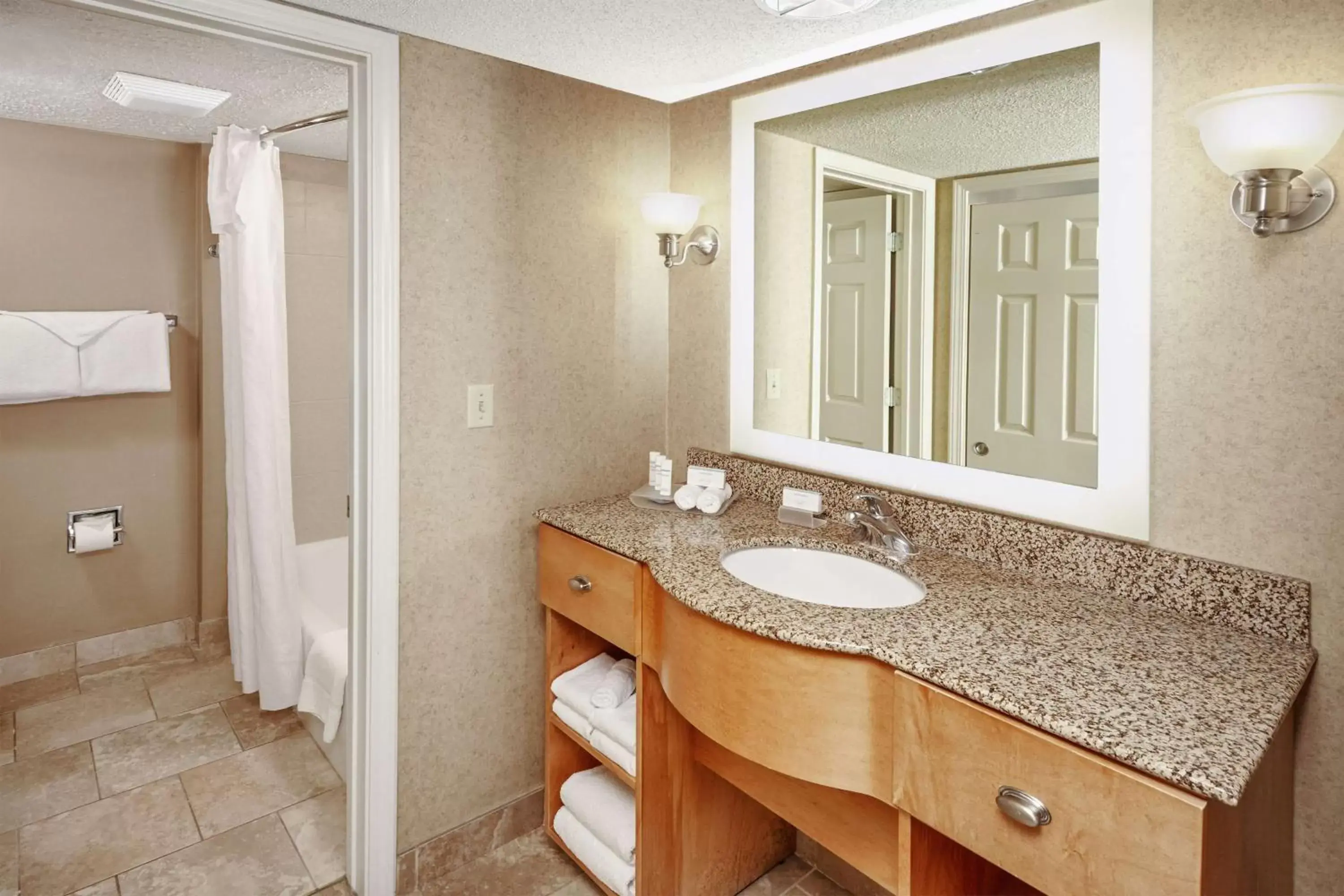 Bathroom in Homewood Suites by Hilton Indianapolis At The Crossing