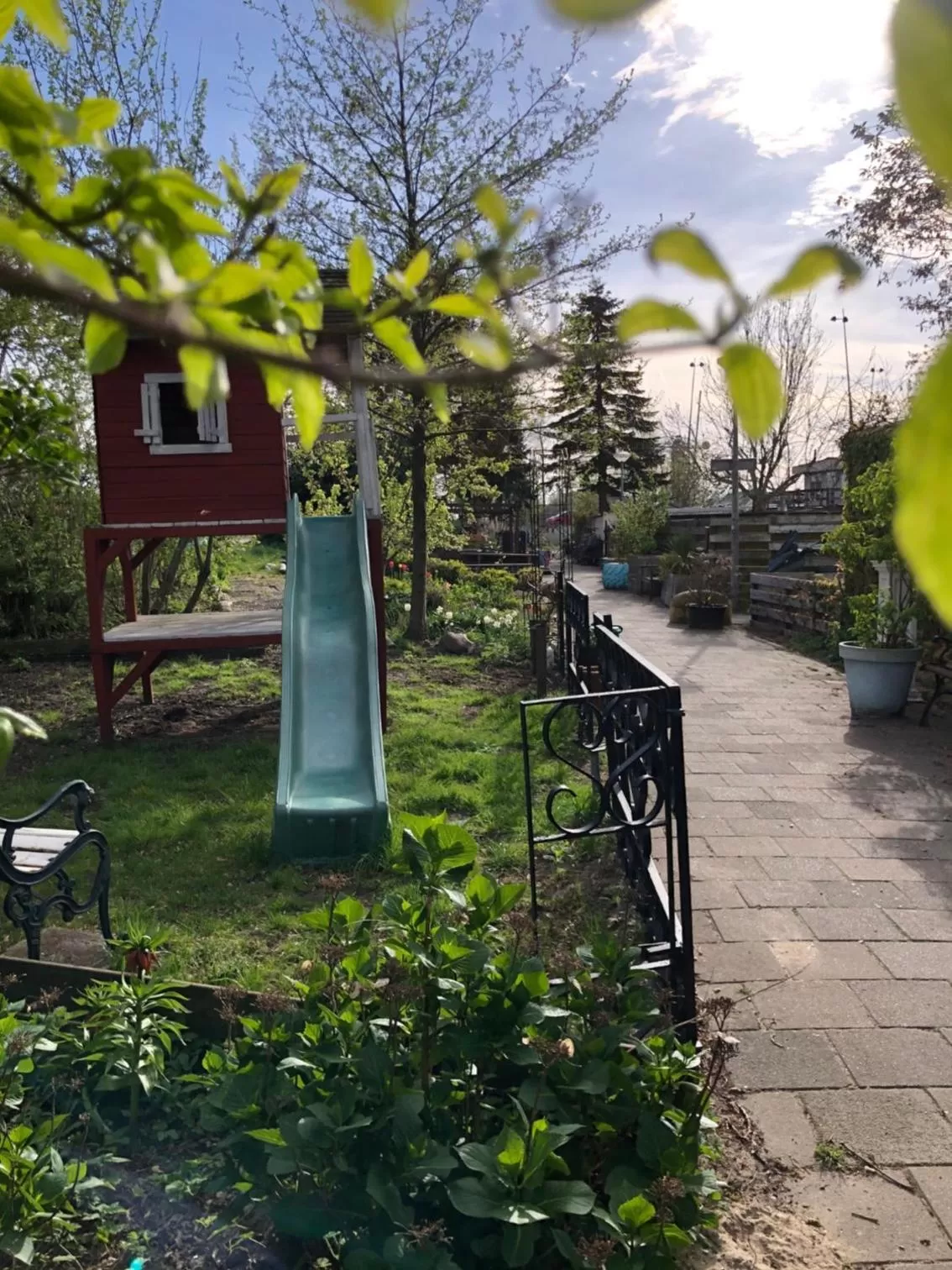Children play ground in Houseboat apartment with water terrace, free parking, free bikes & fast wifi