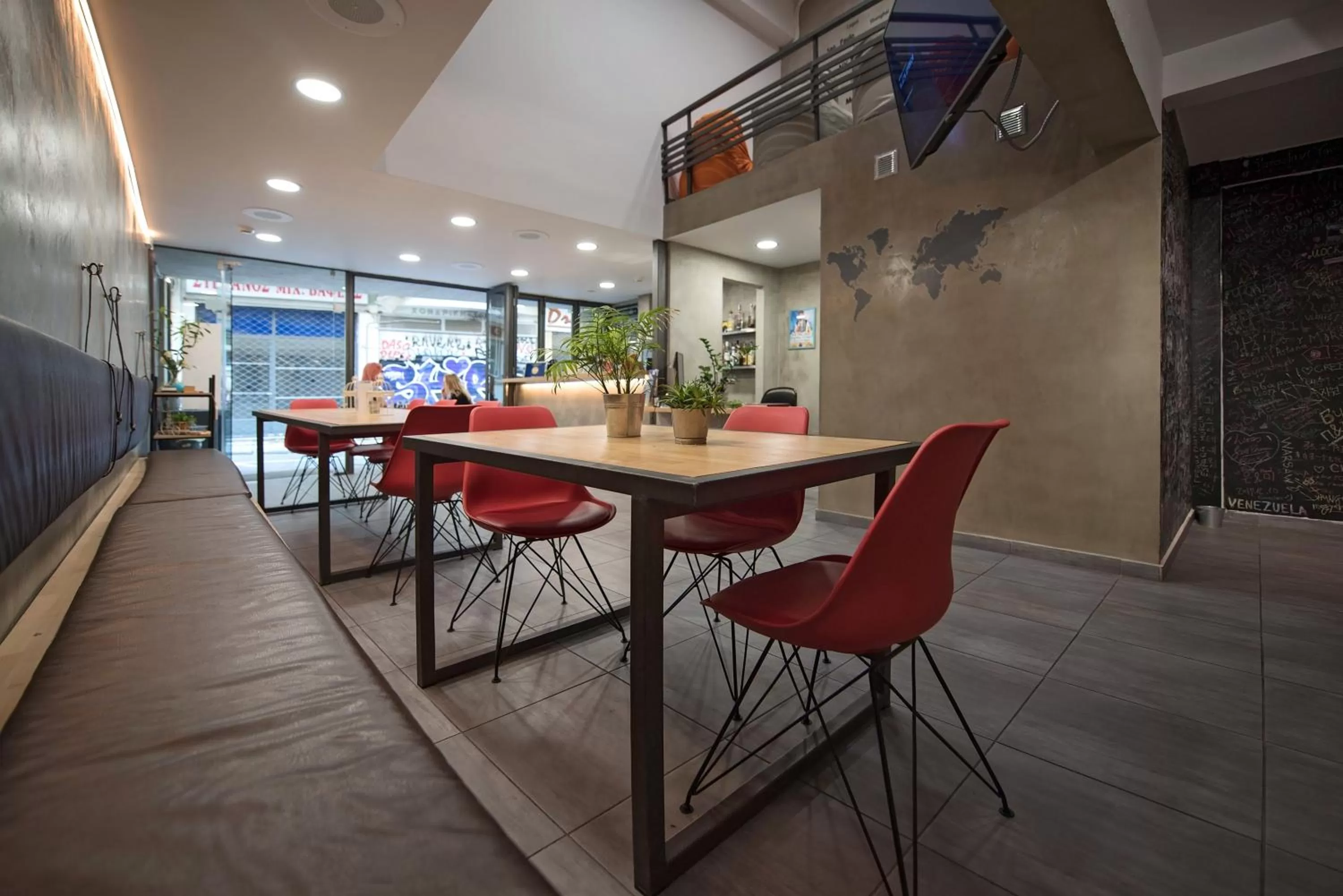 Seating area in Bedbox Hostel