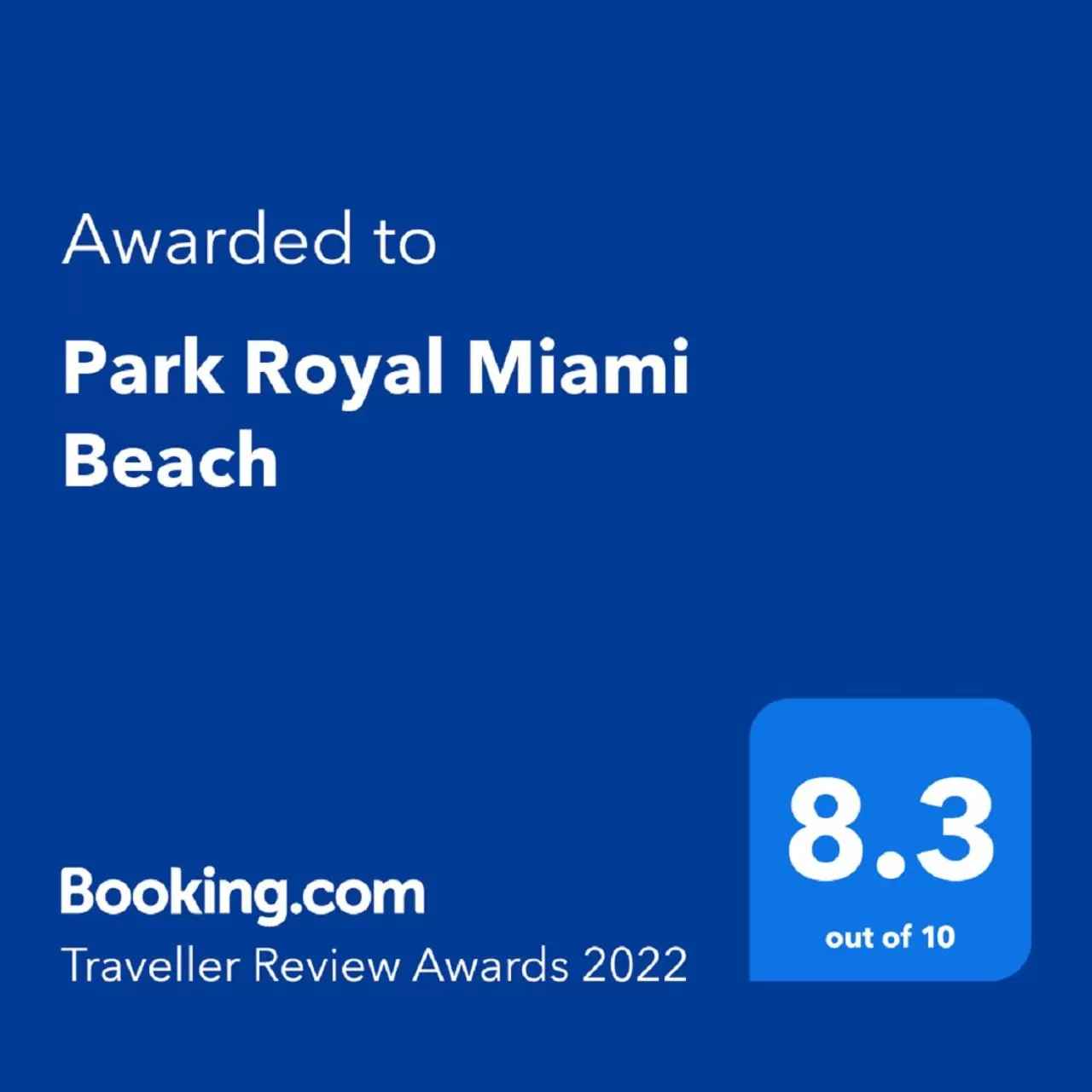 Certificate/Award in Park Royal Miami Beach