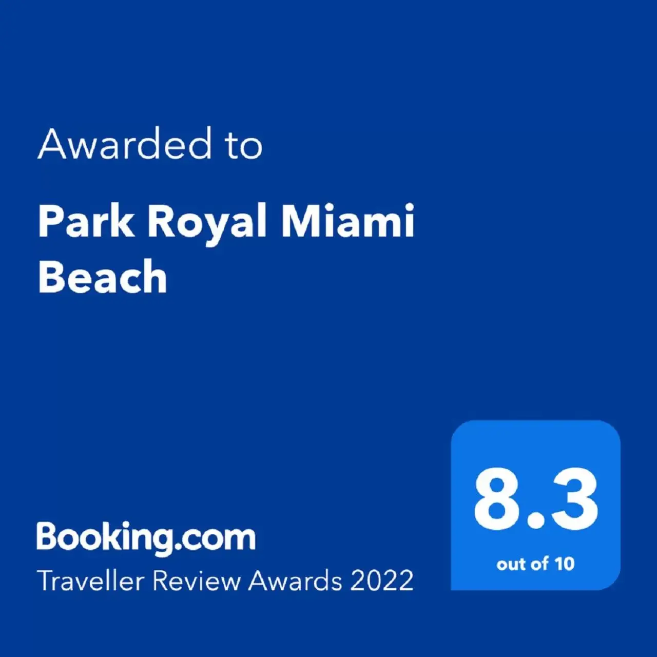 Certificate/Award, Logo/Certificate/Sign/Award in Park Royal Miami Beach