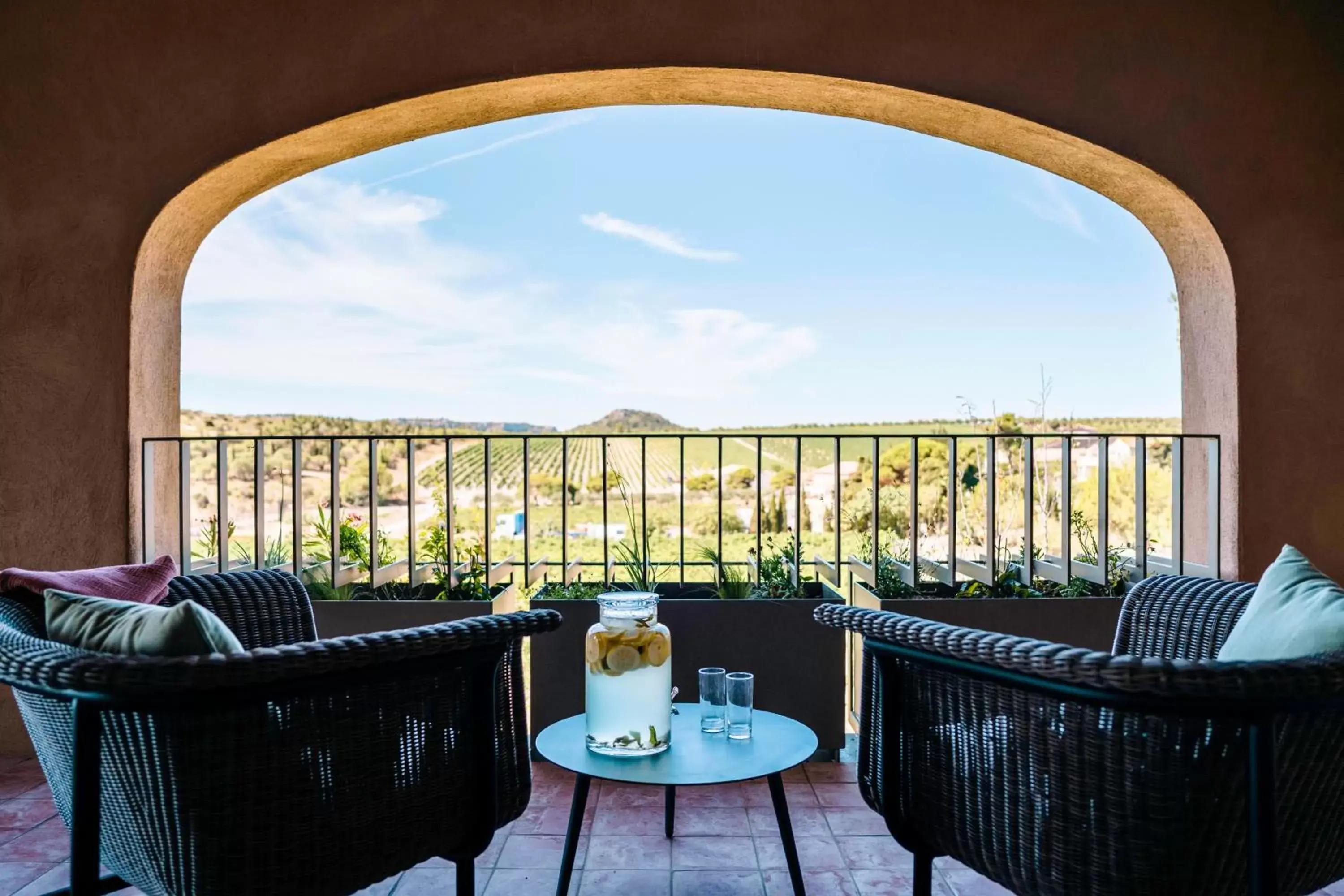 Day, Balcony/Terrace in Château L'Hospitalet Wine Resort Beach & Spa