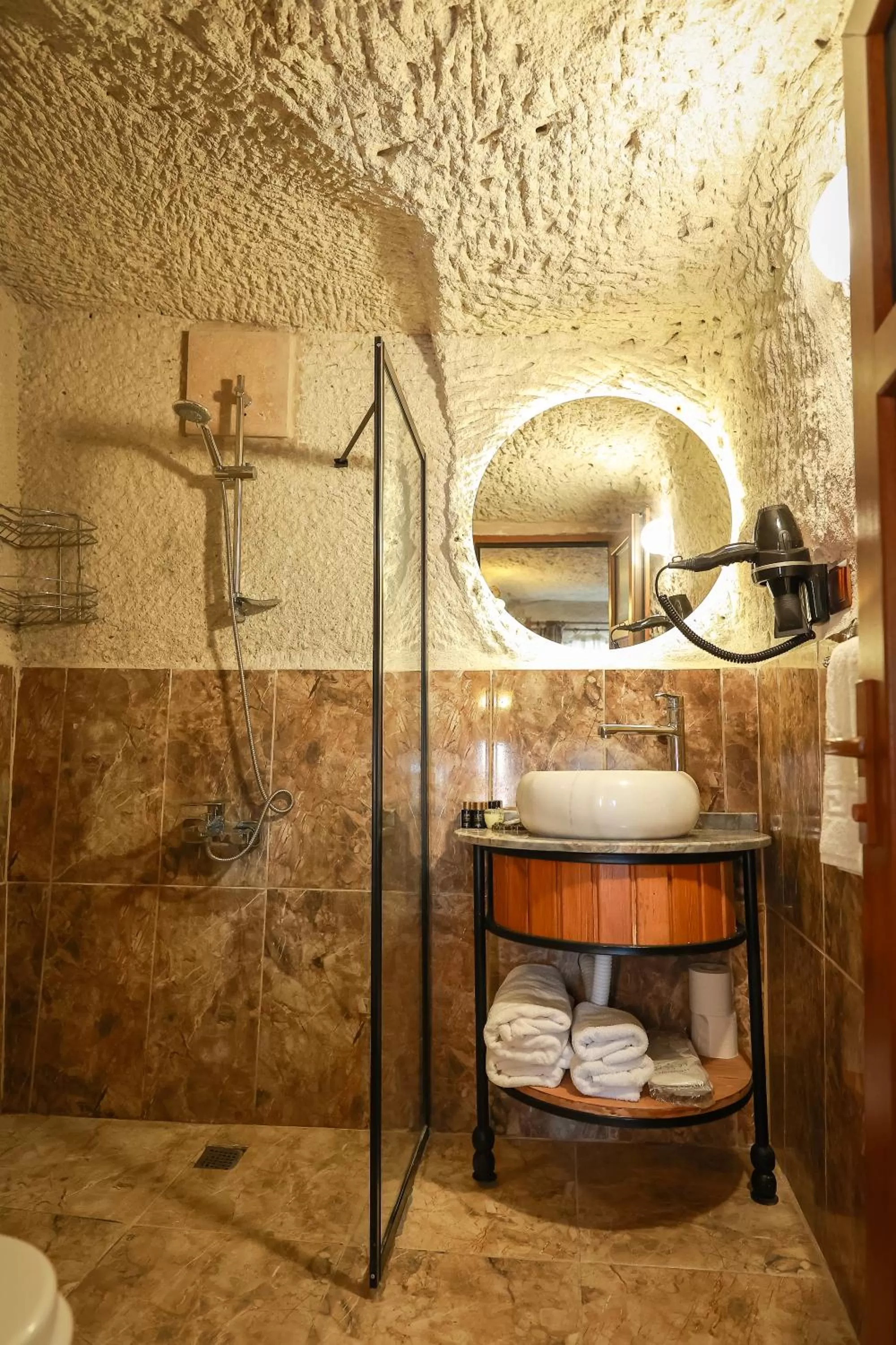 Shower in Mia Cappadocia Cave Hotel