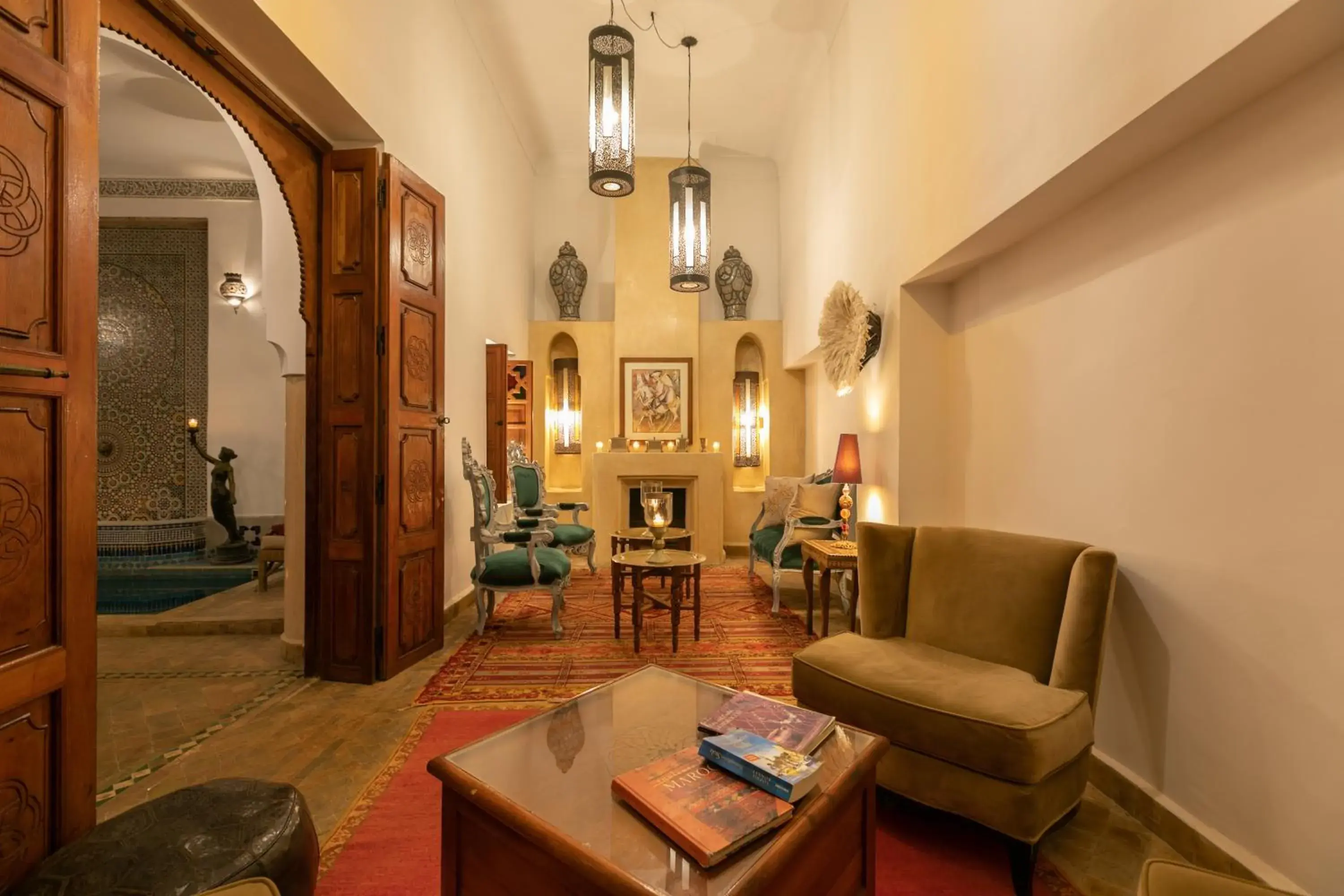 Living room, Seating Area in Riad Les Trois Palmiers El Bacha