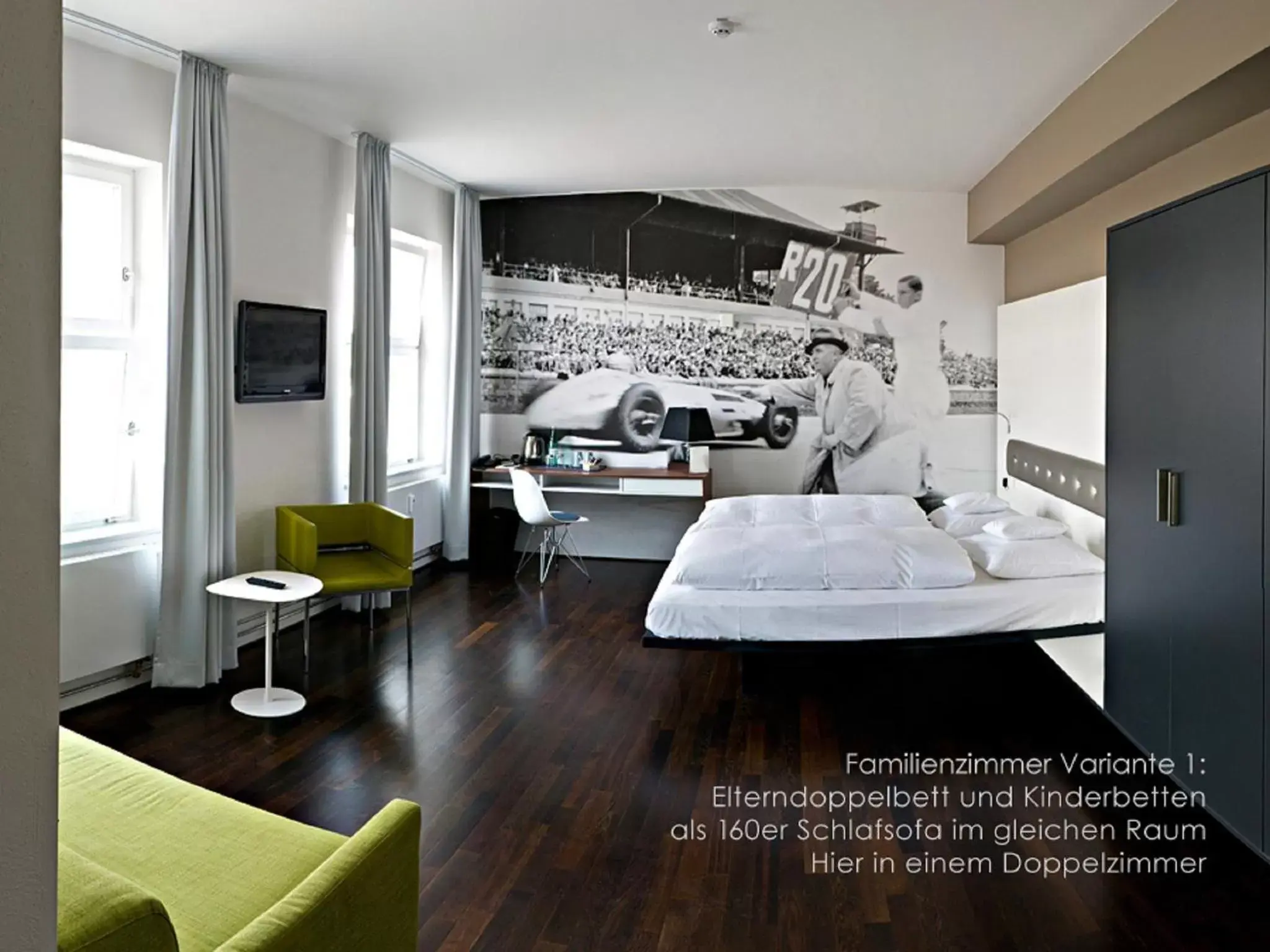 Photo of the whole room in V8 HOTEL Classic Motorworld Region Stuttgart