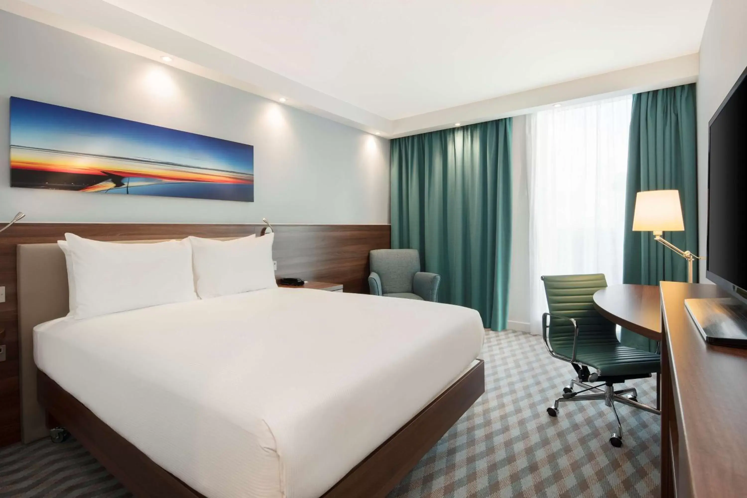 Bedroom, Bed in Hampton By Hilton London Stansted Airport