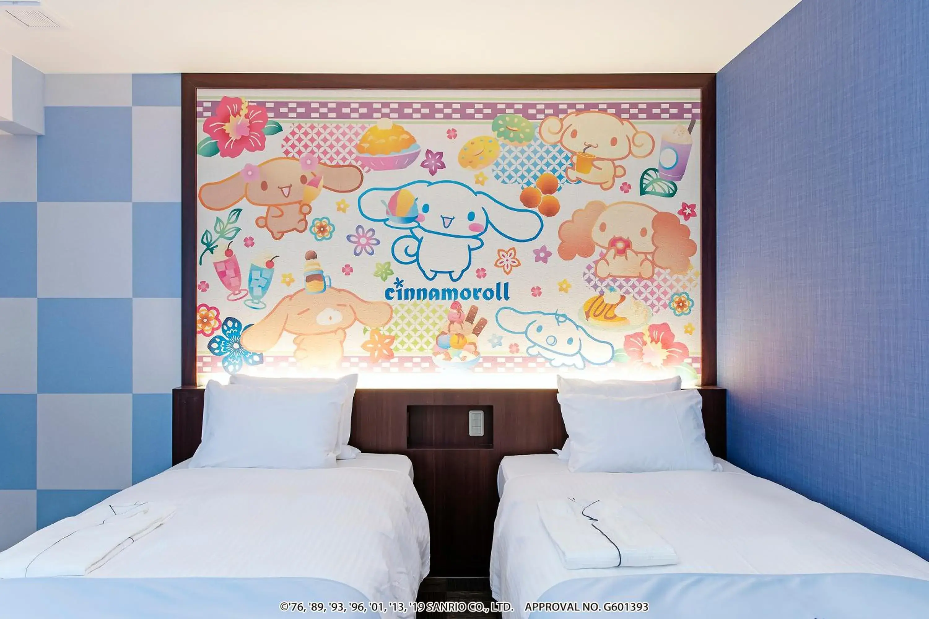 Bed in Hotel Okinawa With Sanrio Characters